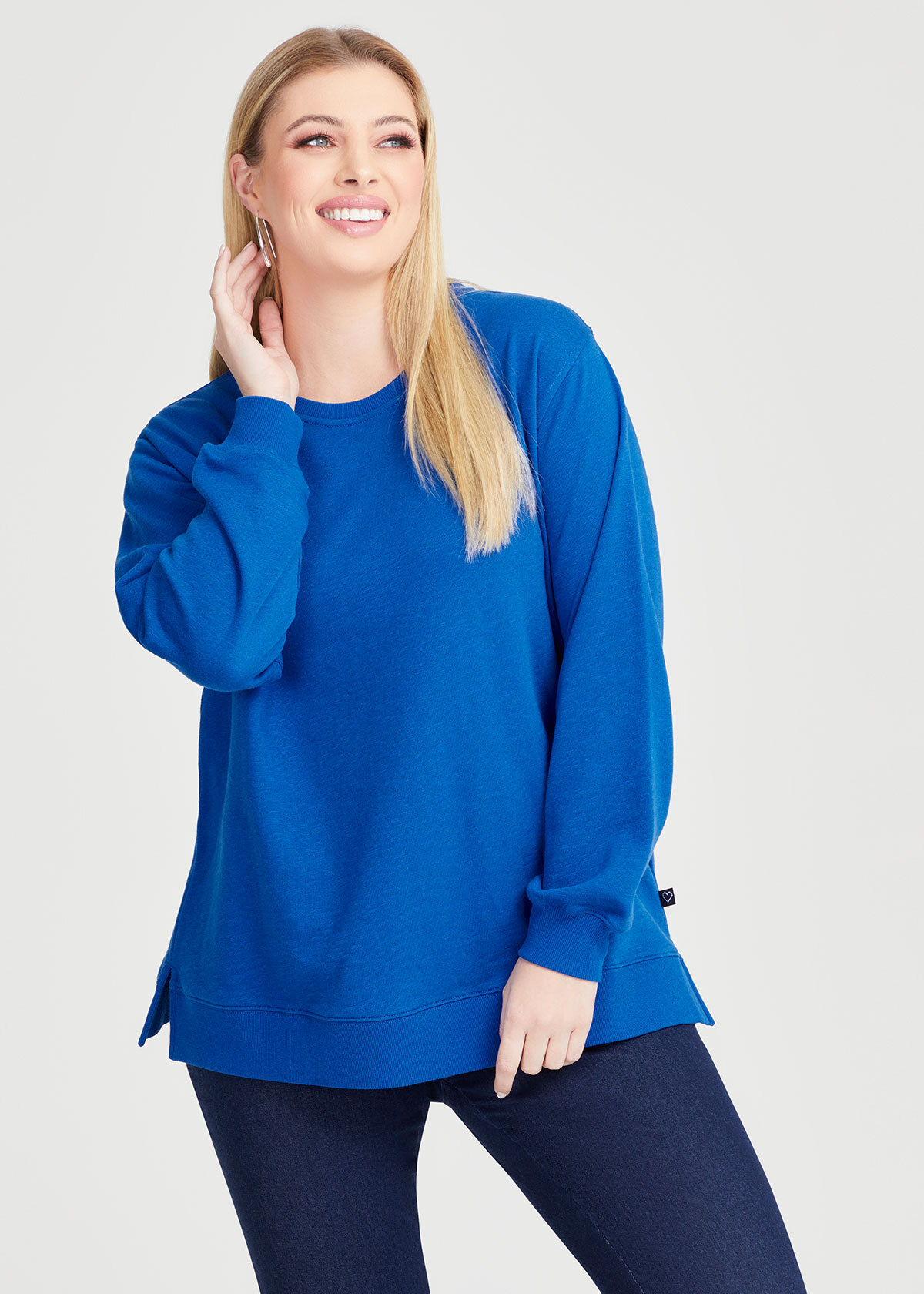 Shop Plus Size Boyfriend Tunic Sweat in Blue | Taking Shape AU