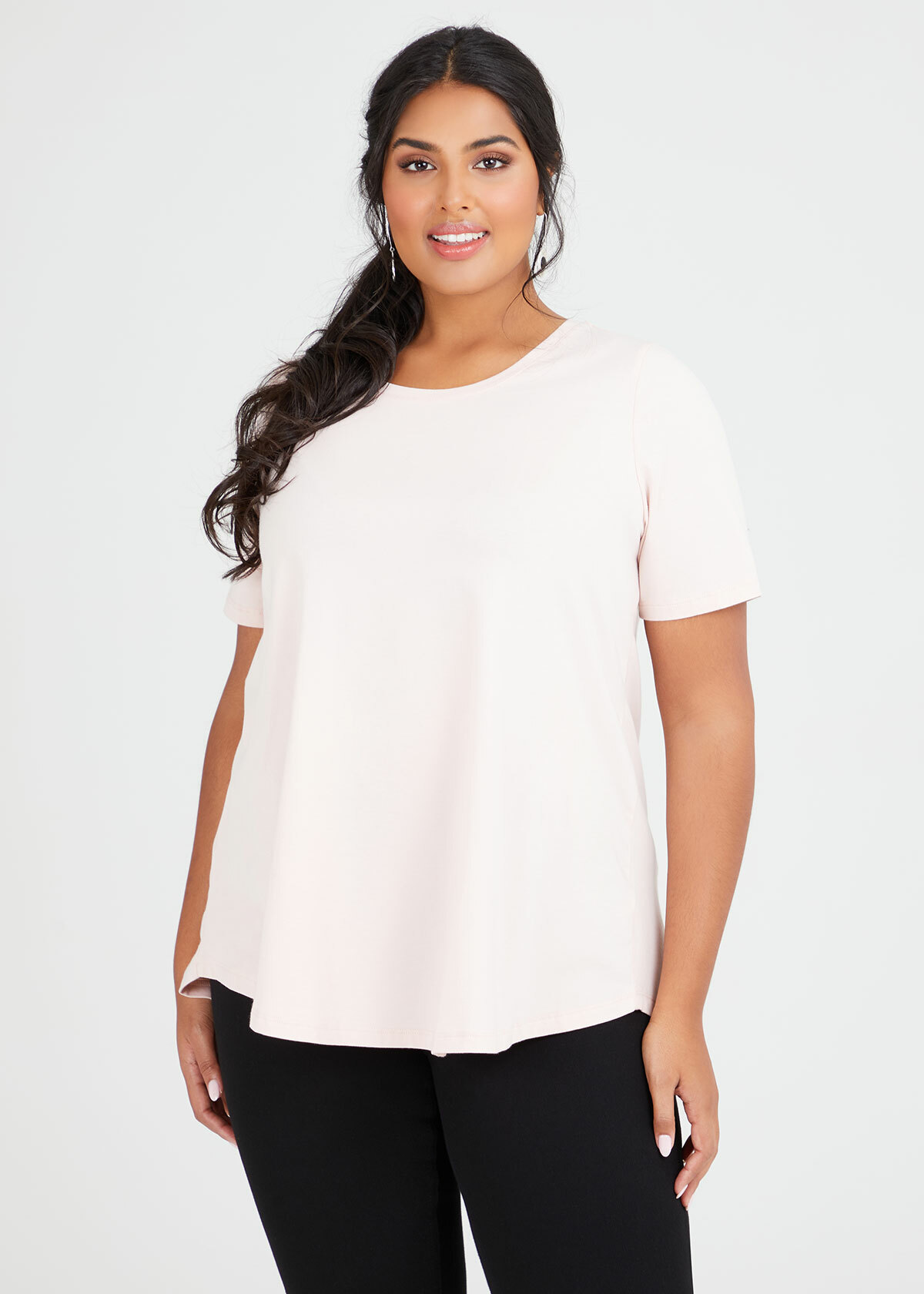 Shop Plus Size Organic Crew Swing Basic Tee in Pink | Sizes 12-30 ...