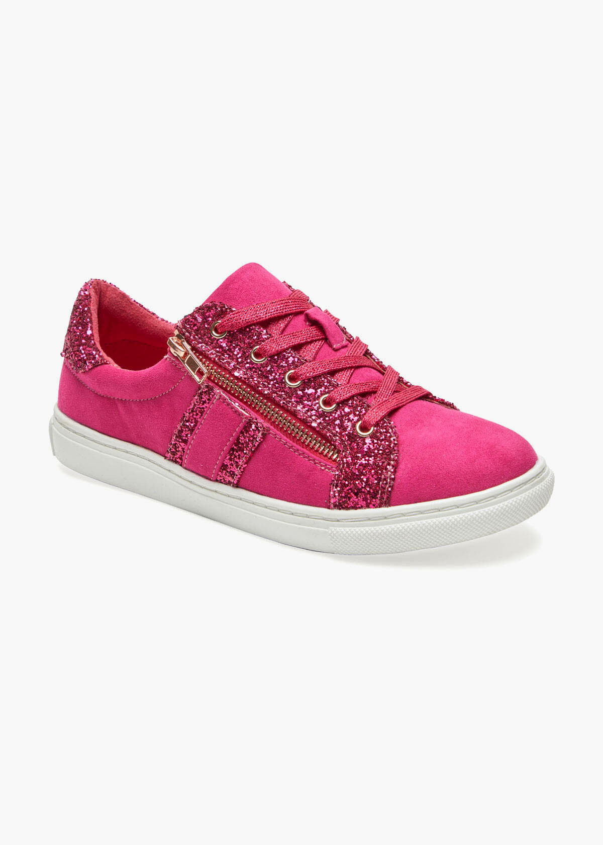 Shop Pink Glitter Side Zip Sneaker | Comfortable Shoes | Taking Shape AU