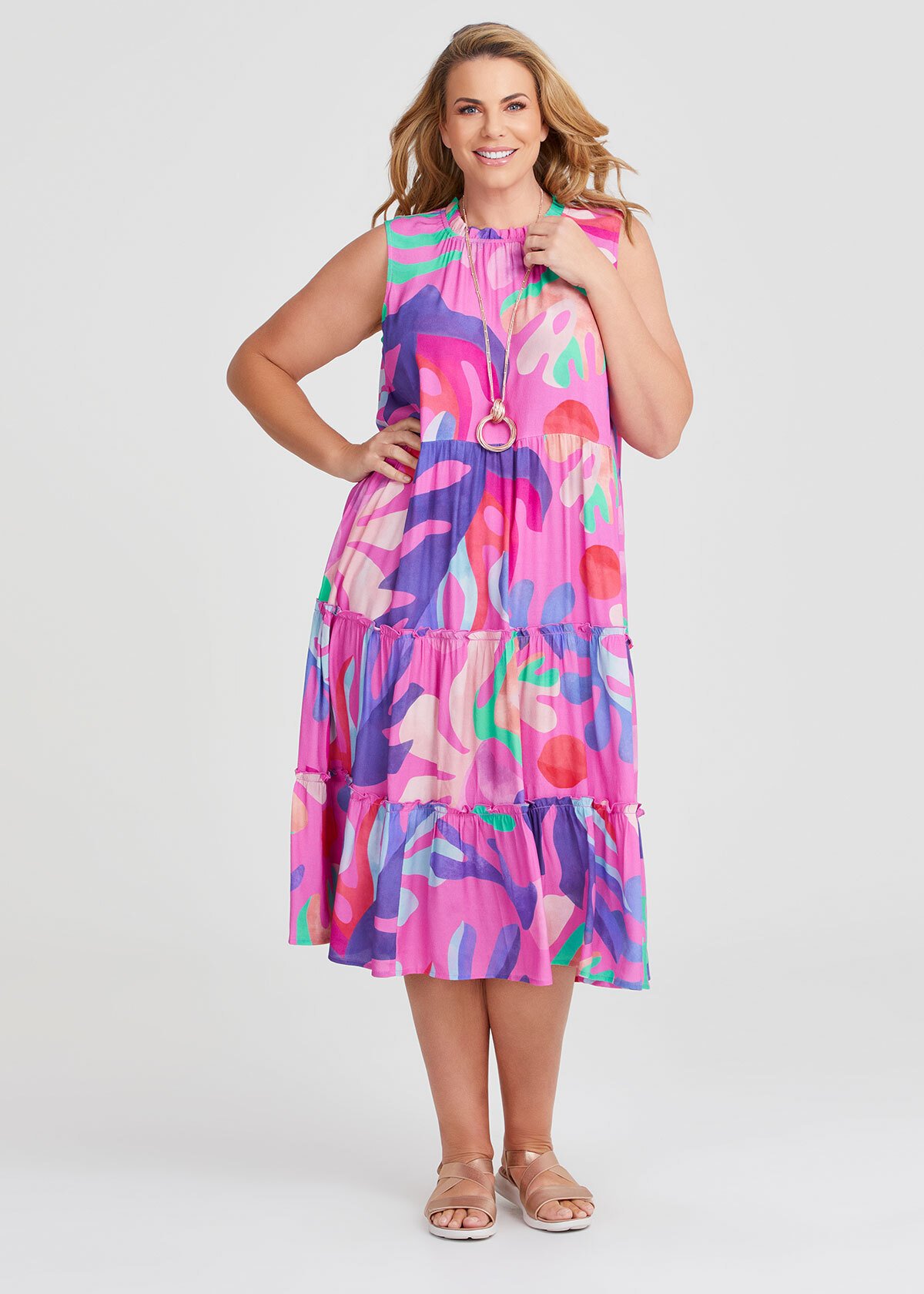 Shop Plus Size Natural Painted Abstract Dress in Multi | Taking Shape NZ