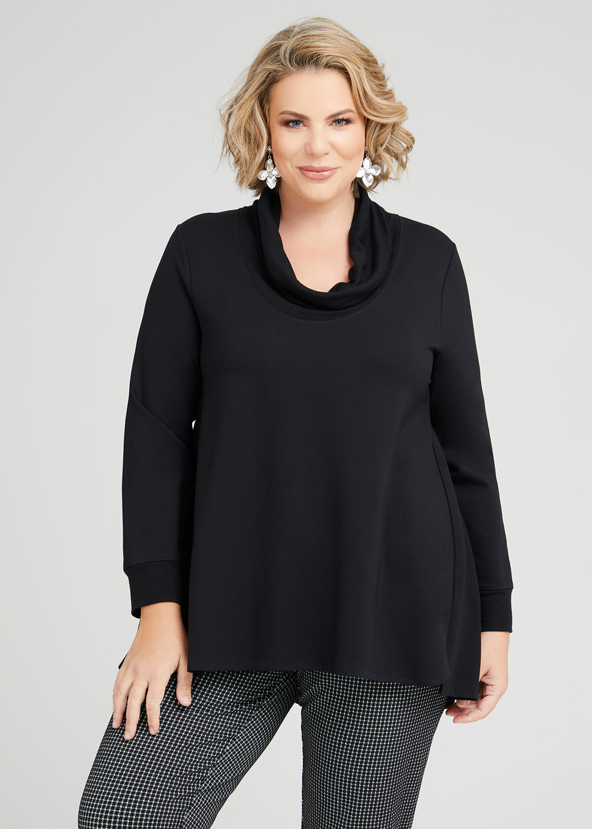 Shop Plus Size Bamboo Ponte Cowl Neck Top in Black | Taking Shape AU