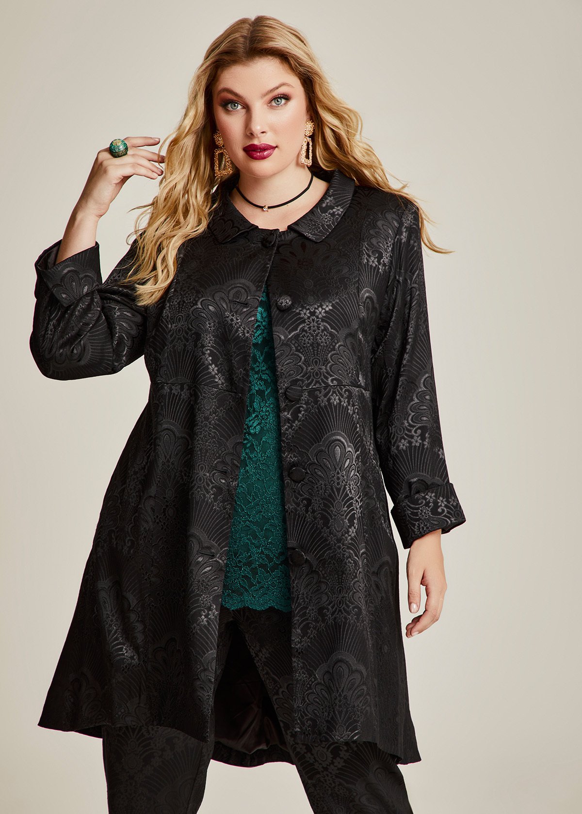 Shop Plus Size Tully Jacquard Opera Jacket in Black | Taking Shape AU