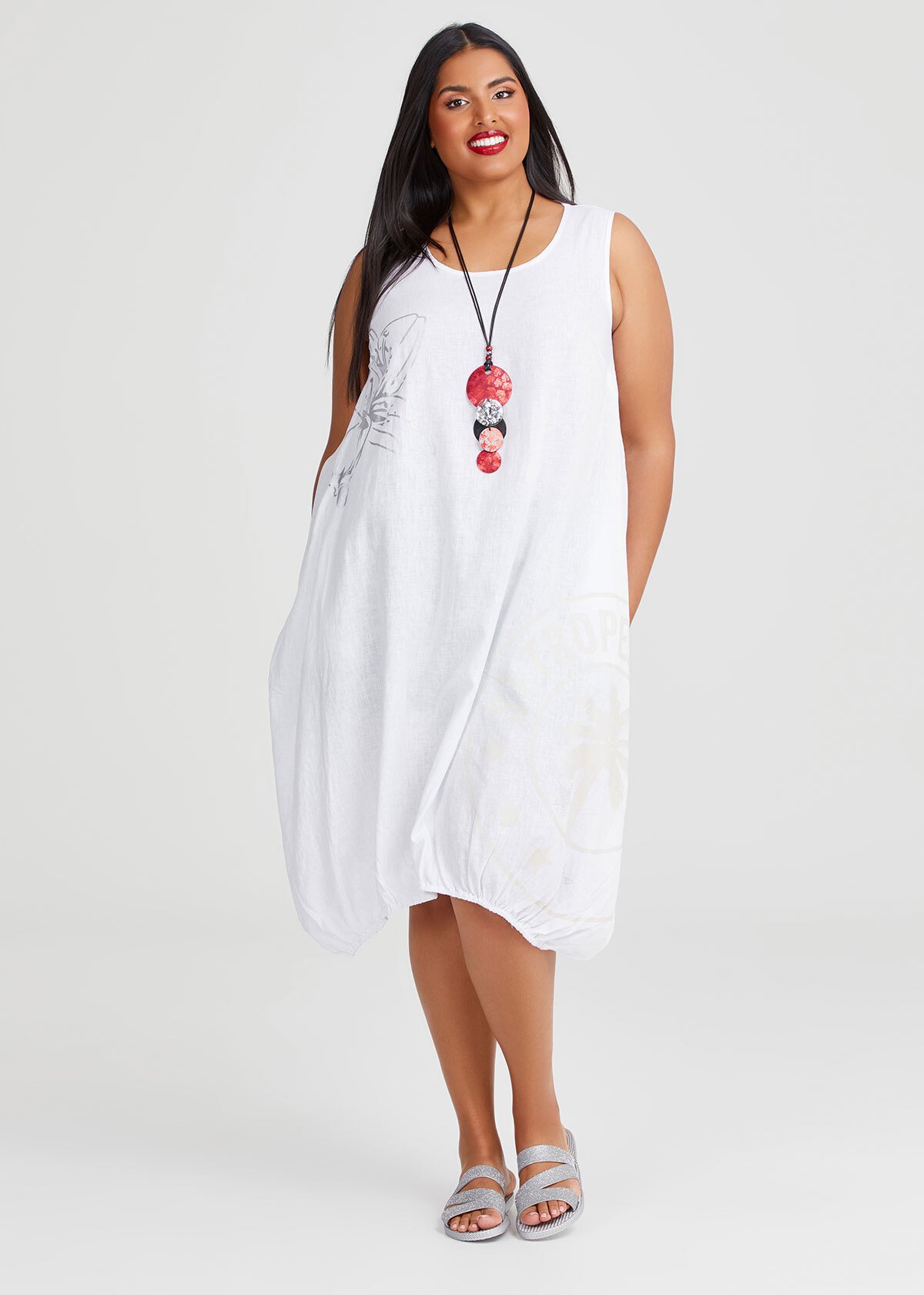 Shop Plus Size Linen Blend Holiday Dress in White | Taking Shape NZ