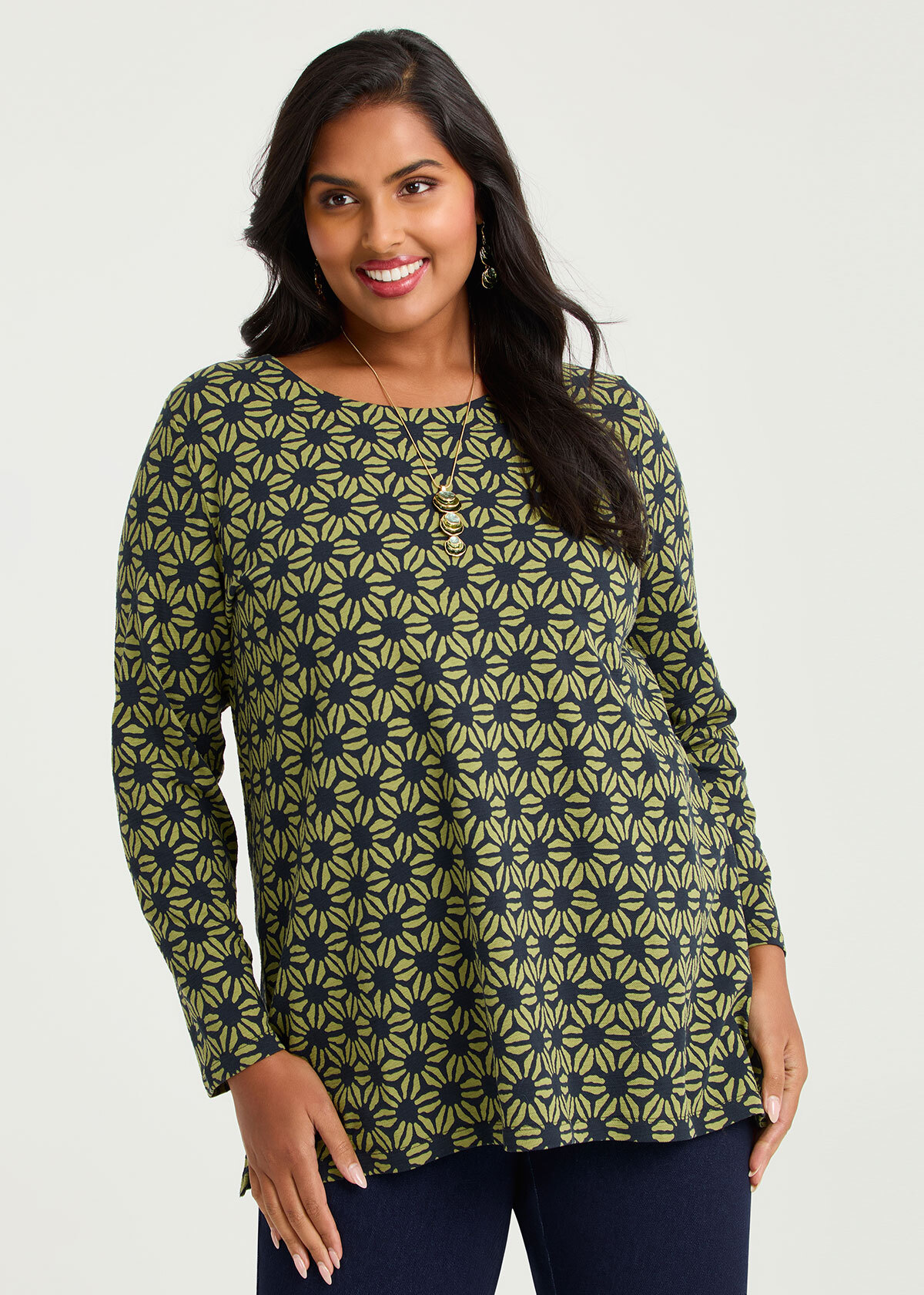 Cotton Geometric Flower Top