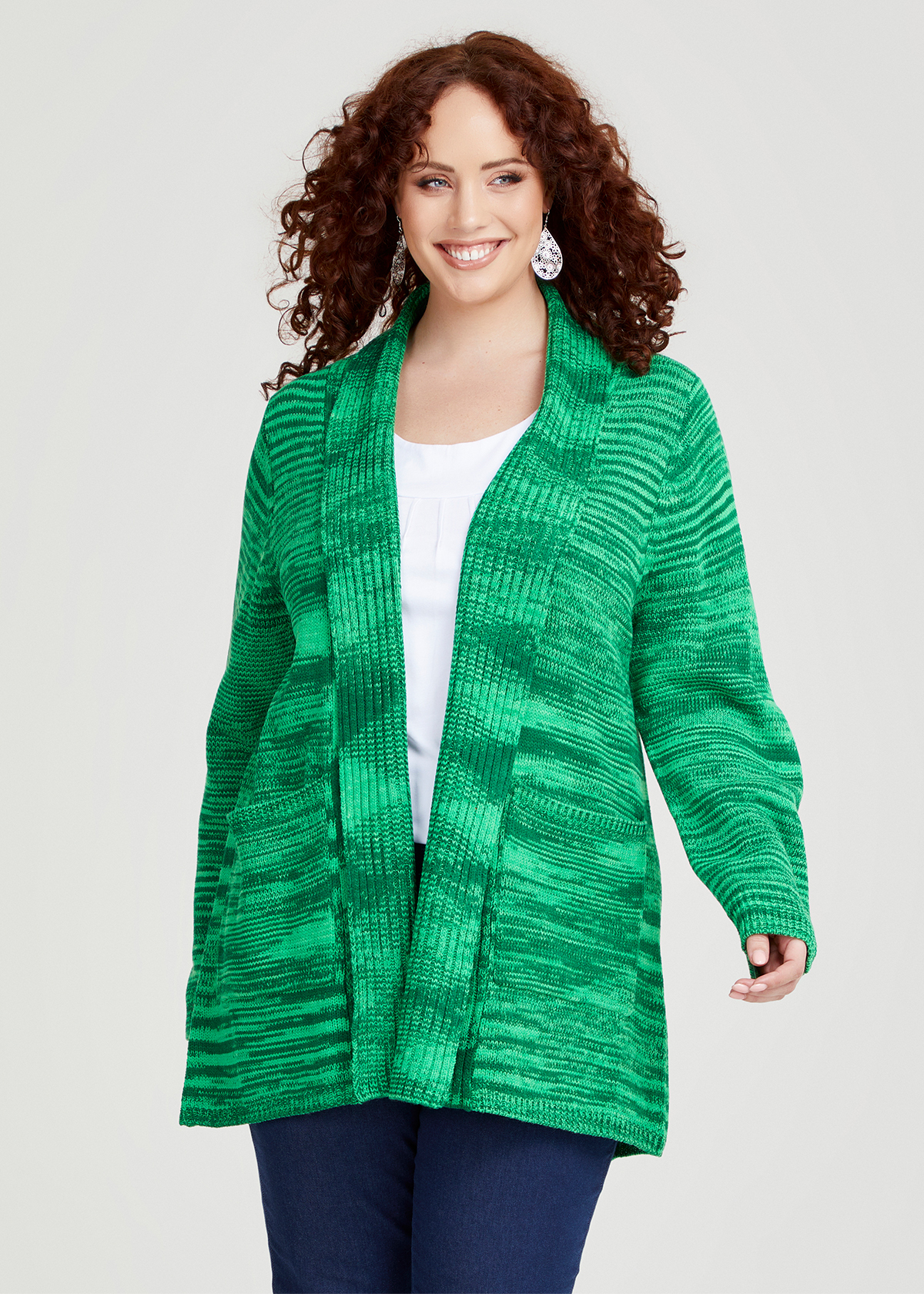 Shop Plus Size Melange Pocket Cardigan in Green | Taking Shape AU