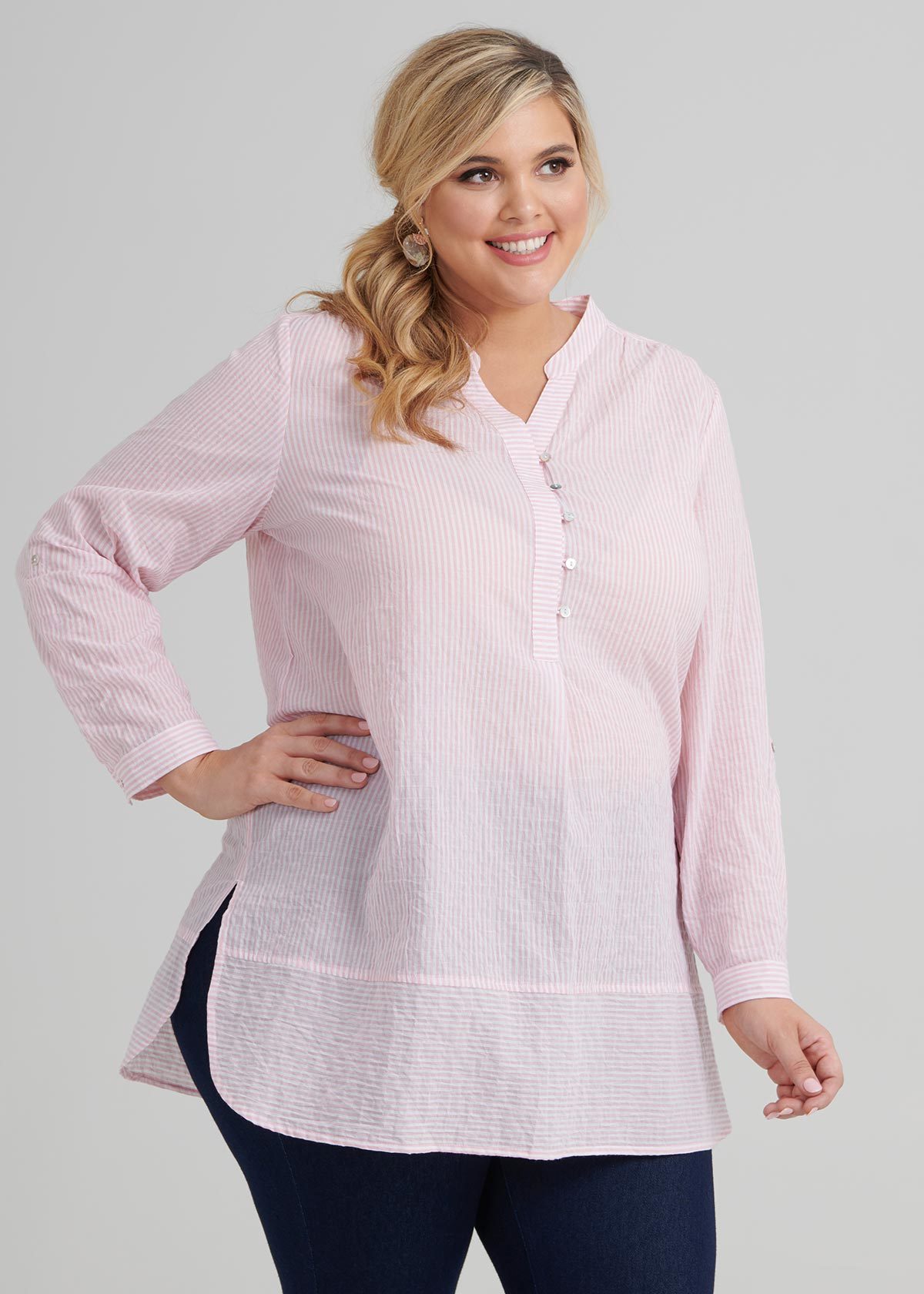 Shop Plus Size Stripe Panel Tunic in Pink | Sizes 12-30 | Taking Shape AU
