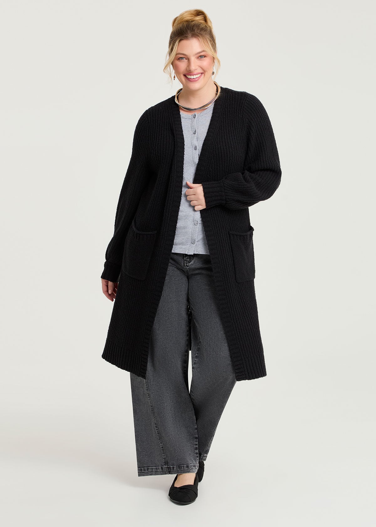 Longline Pocket Rib Cardigan
