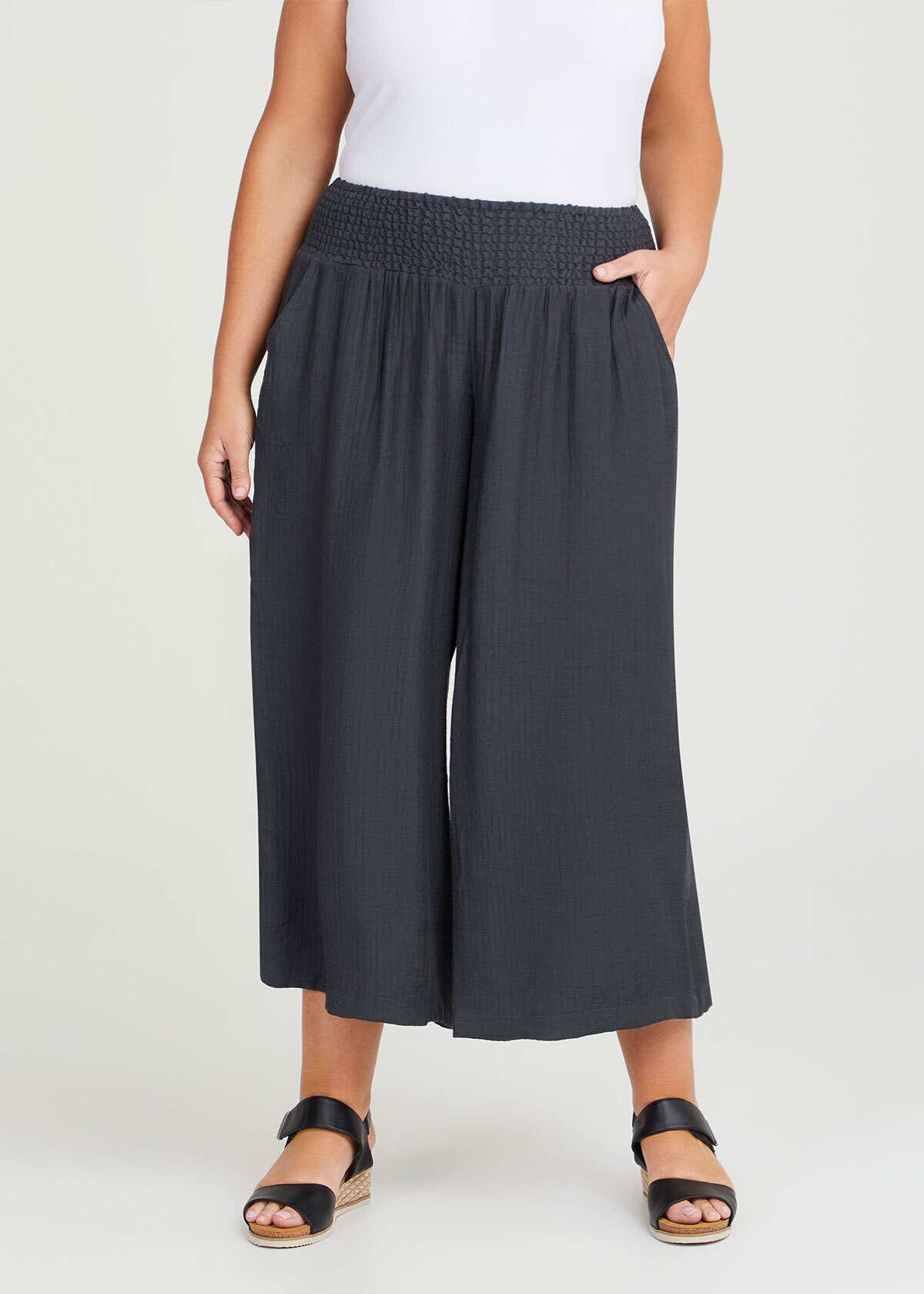 RISEN Shirring Detail Wide Leg Pants main image 0