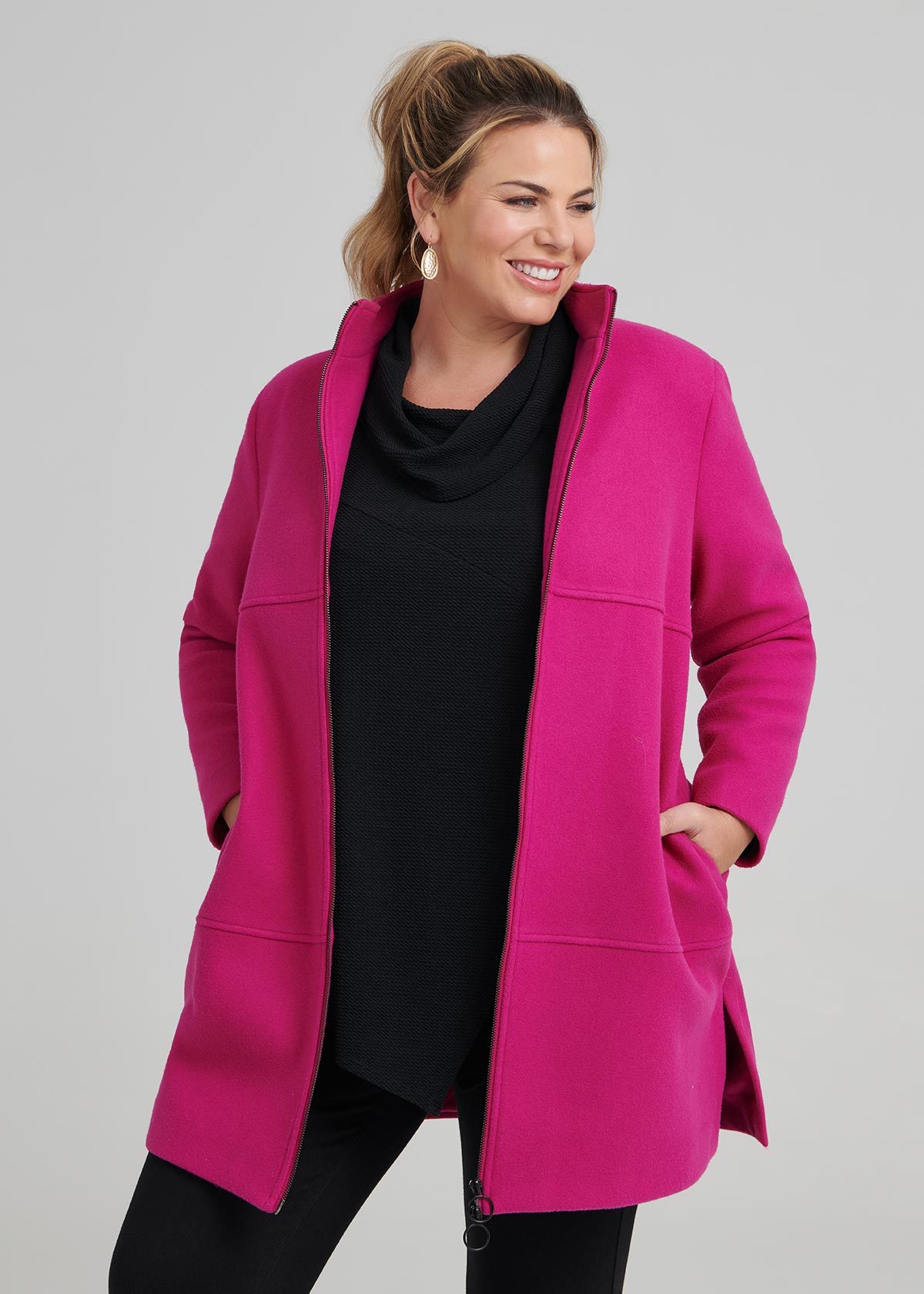 Shop Plus Size Lunar Twilight Zip Jacket in Pink | Sizes 12-30 | Taking ...