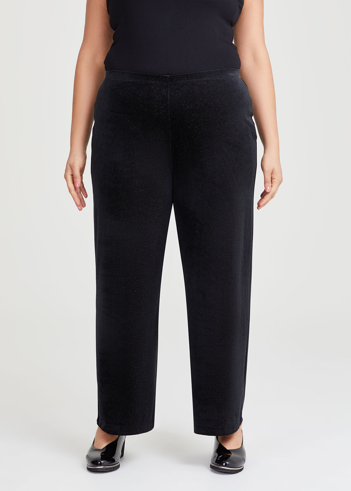 Shop Plus Size Lurex Stripe Velour Pants in Black | Taking Shape AU