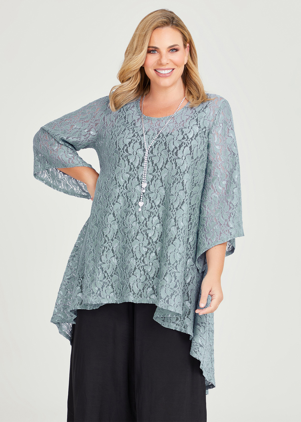 Shop Plus Size Lace Swing Tunic in Black Taking Shape AU