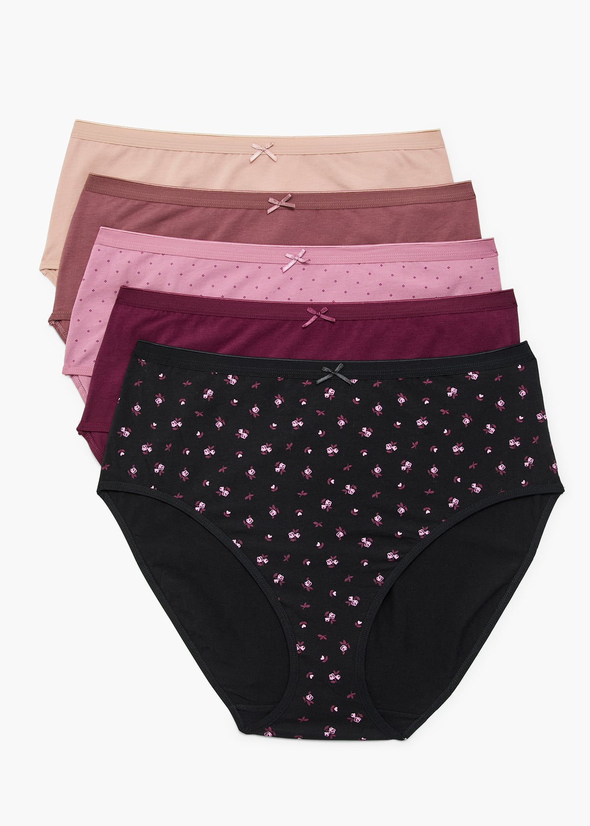 Taking Shape 5 Pack Cotton Neutral Floral Briefs Size 26 in Multi - Plus Size Women's