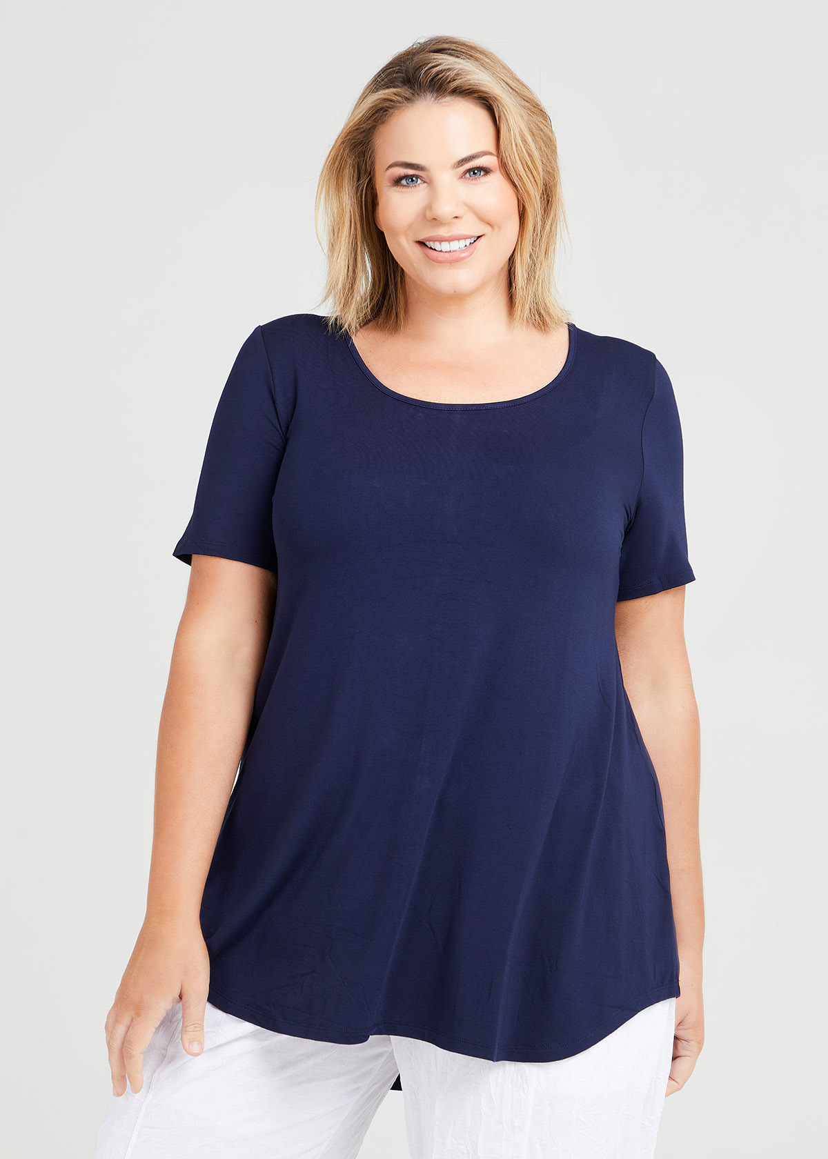 Shop Plus Size Bamboo Base Short Sleeve Top in Blue | Taking Shape AU
