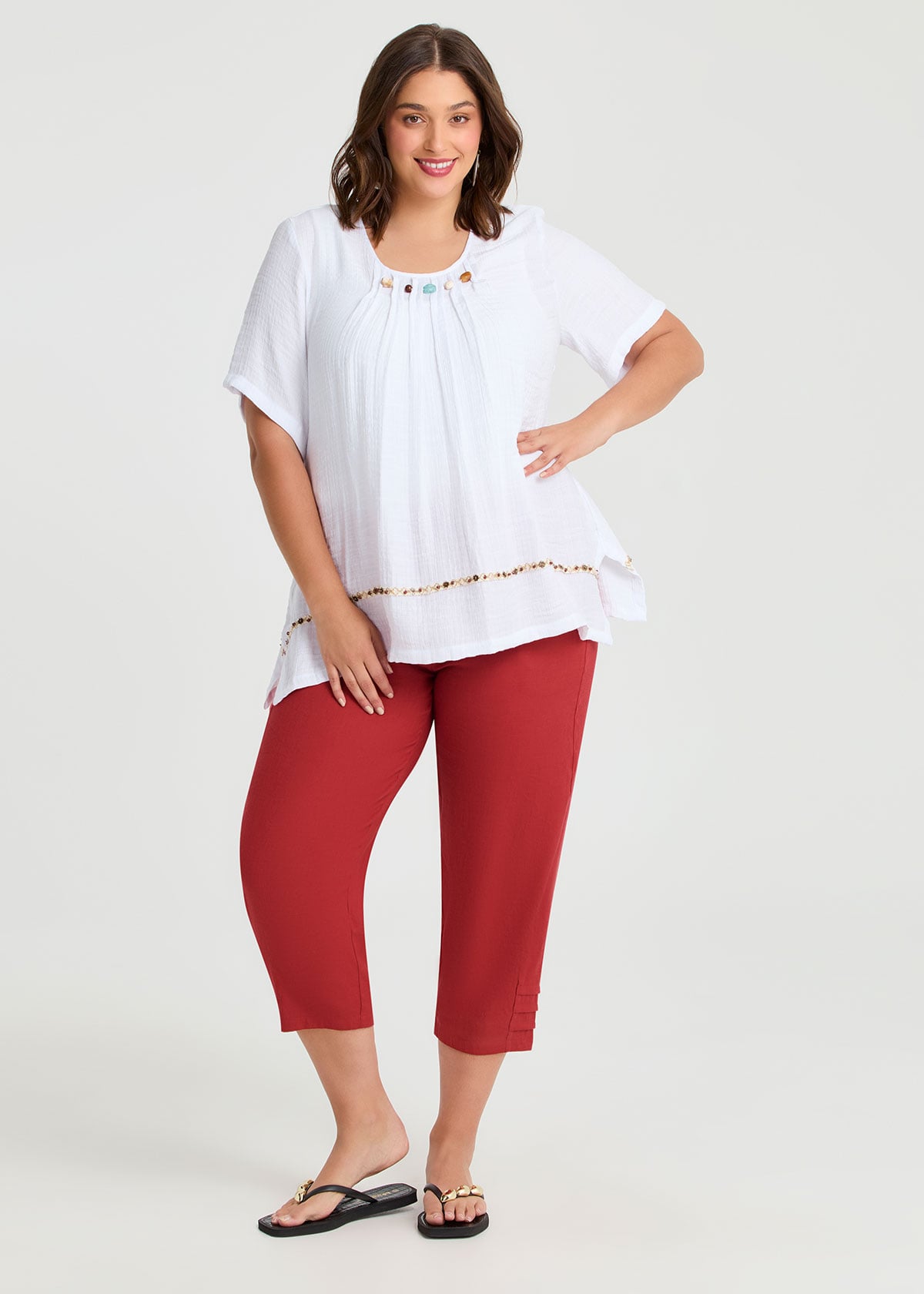 Stretch Linen Kyra Crop Pant
