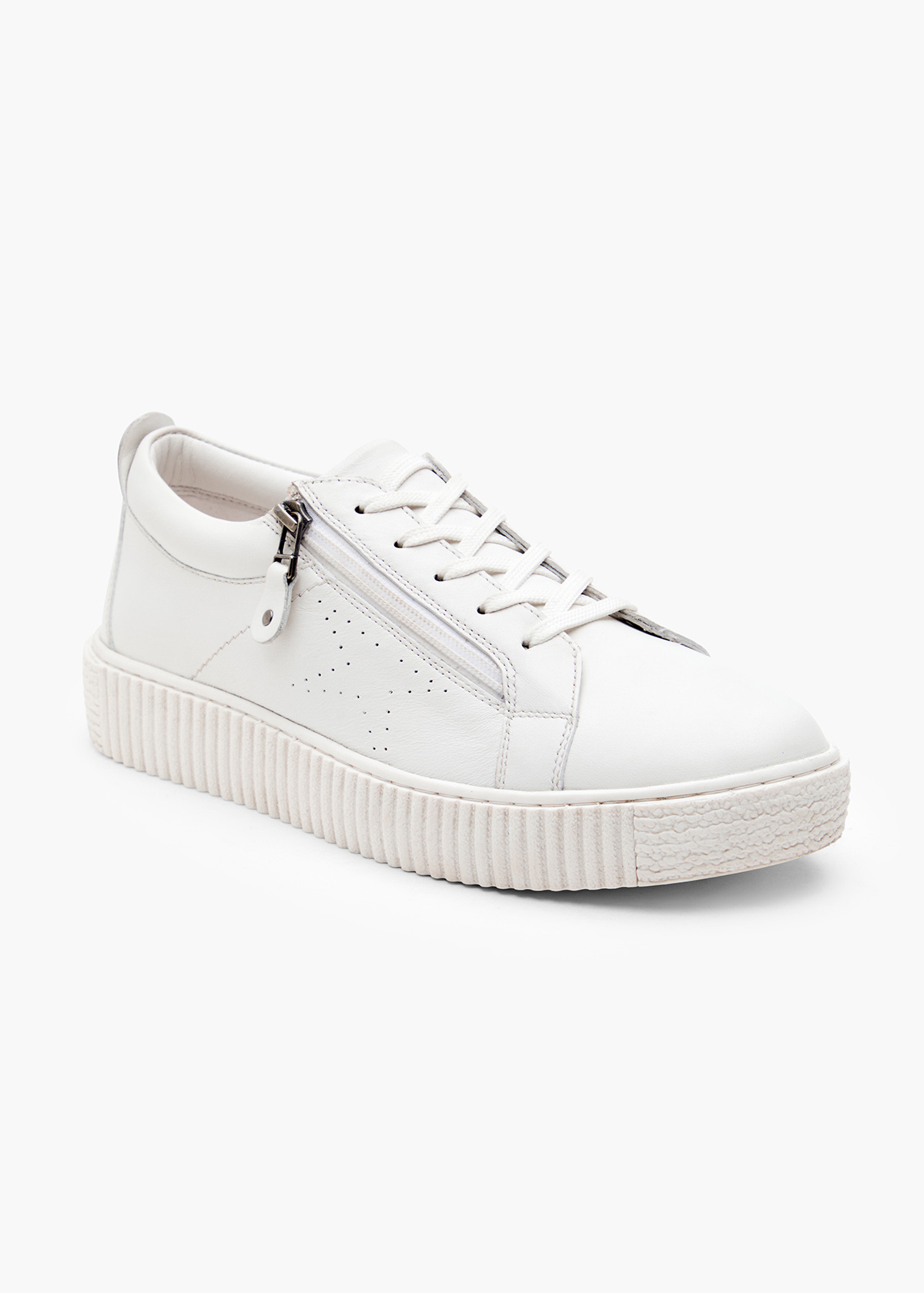 Koko White Leather Zip Sneaker