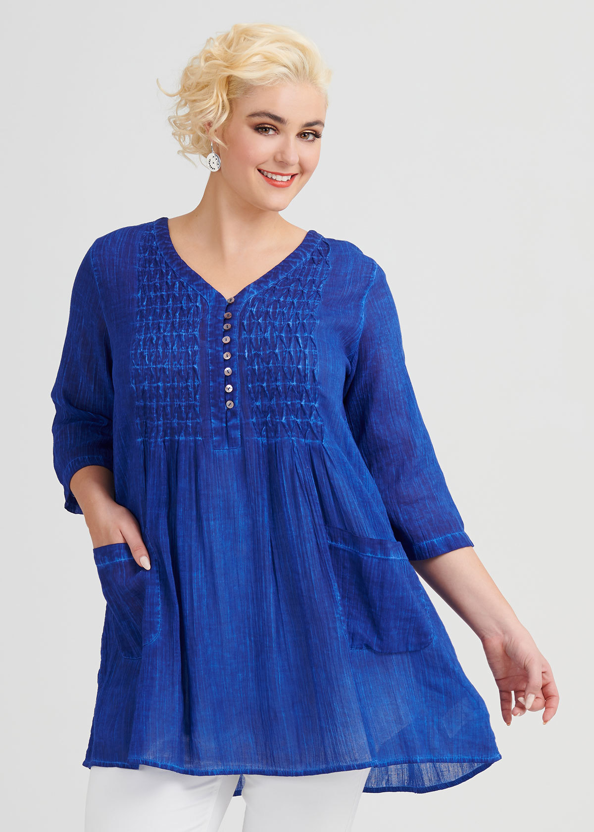 Shop Cotton Pigment Tunic in Blue, Sizes 12-30 | Taking Shape AU