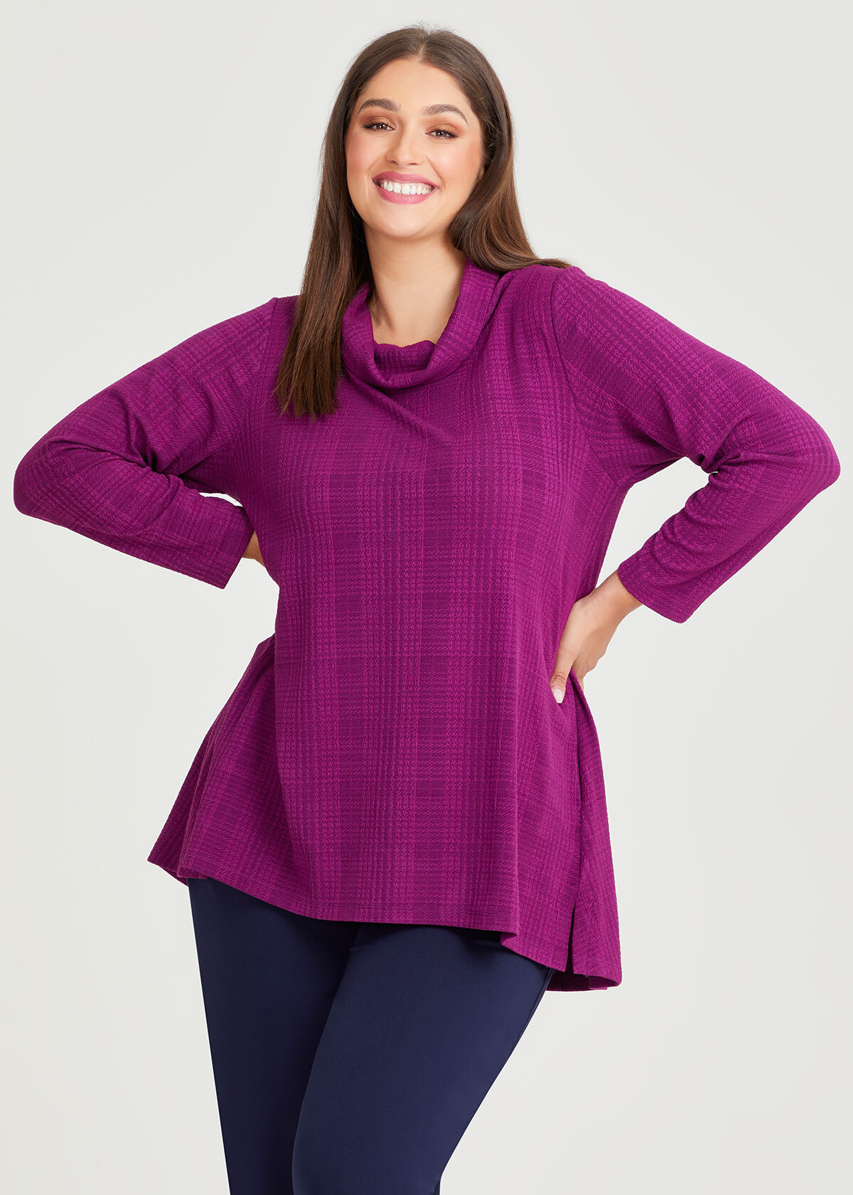 Shop Plus Size Blair Textured Cowl Neck Top in Red | Taking Shape AU