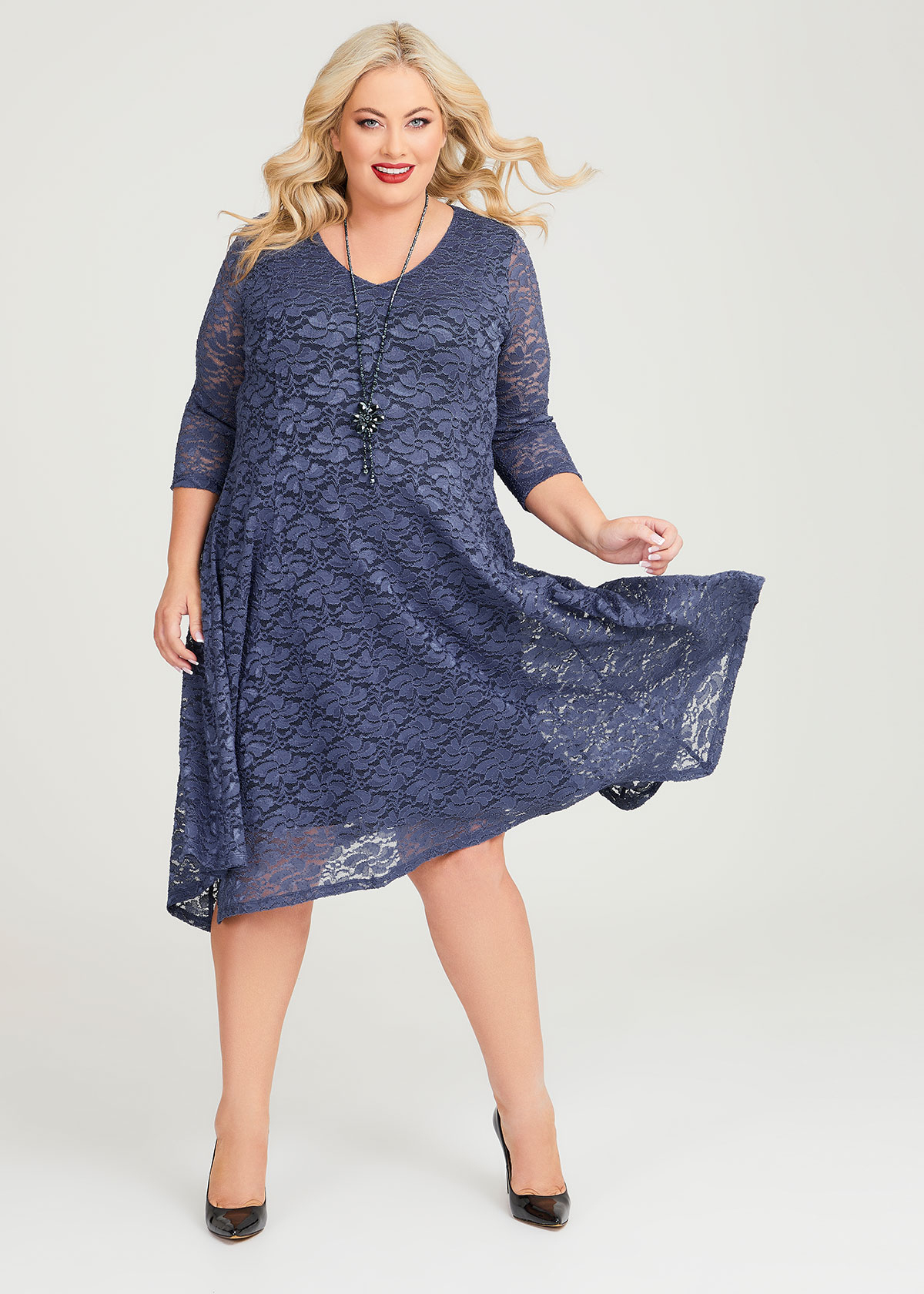 Shop Plus Size Lucy Lace Cocktail Dress in Blue | Taking Shape AU