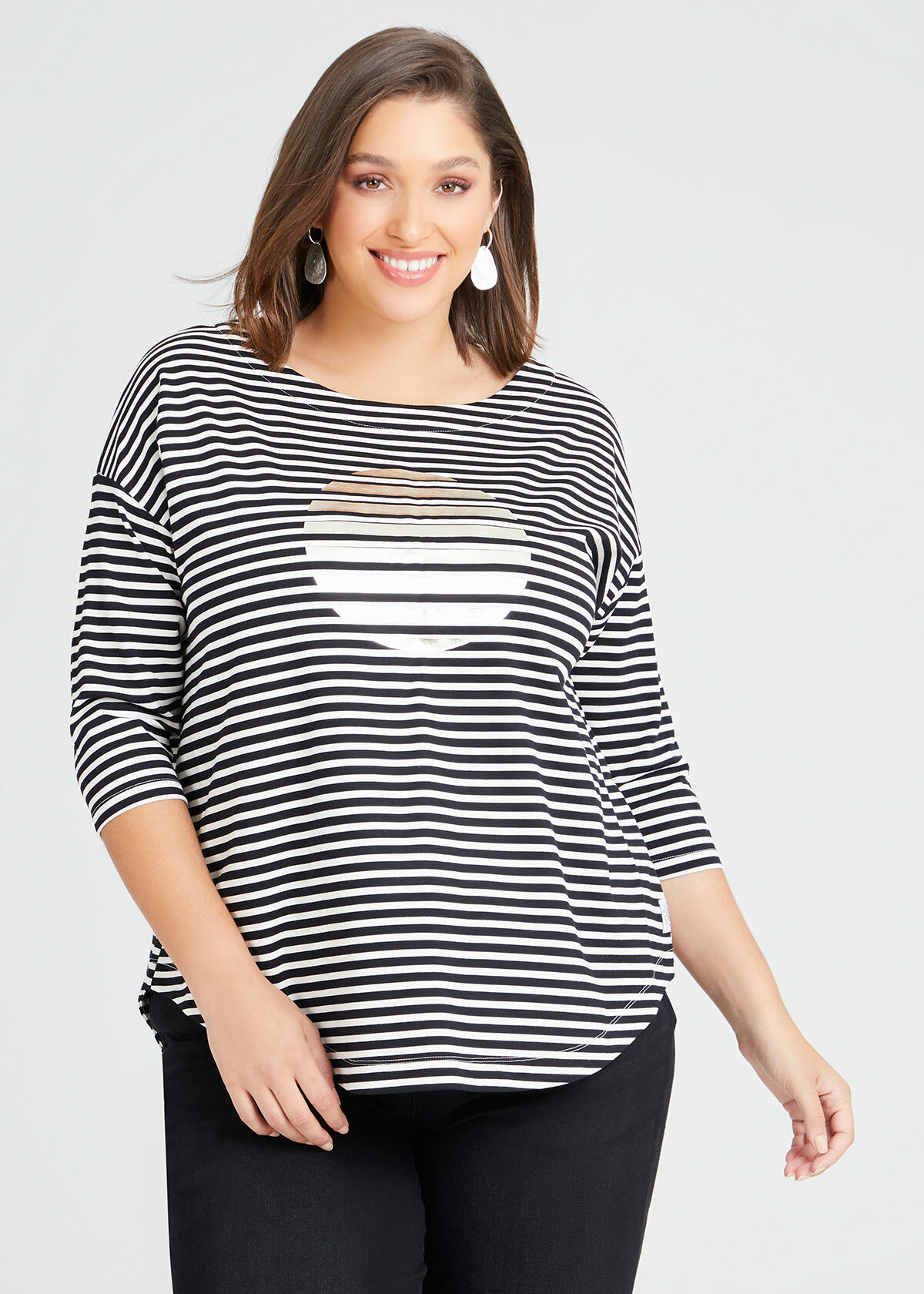 Shop Bamboo Stripe Boatneck Top in Stripes, Sizes 12-30 | Taking Shape AU