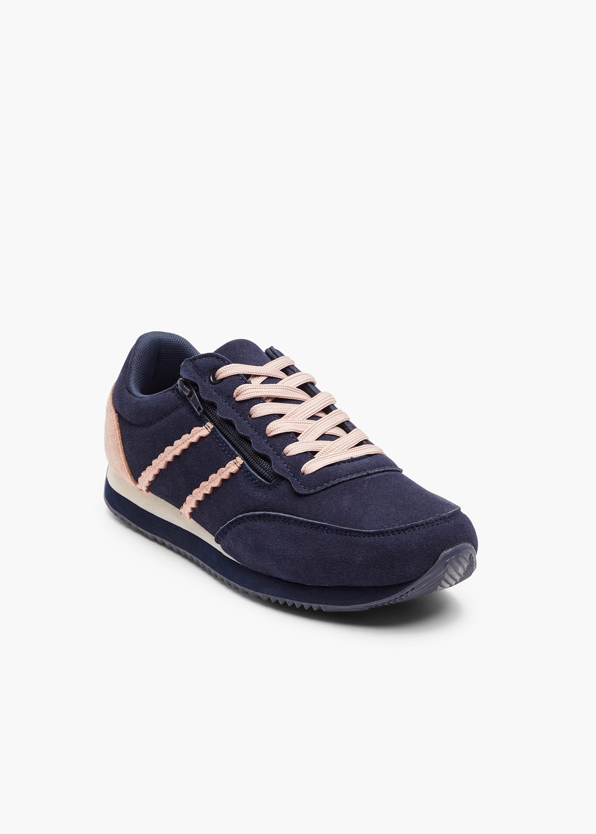 Taking Shape Retro Zip Wedge Sneaker Size 41 in Navy / Pink - Plus Size Women's