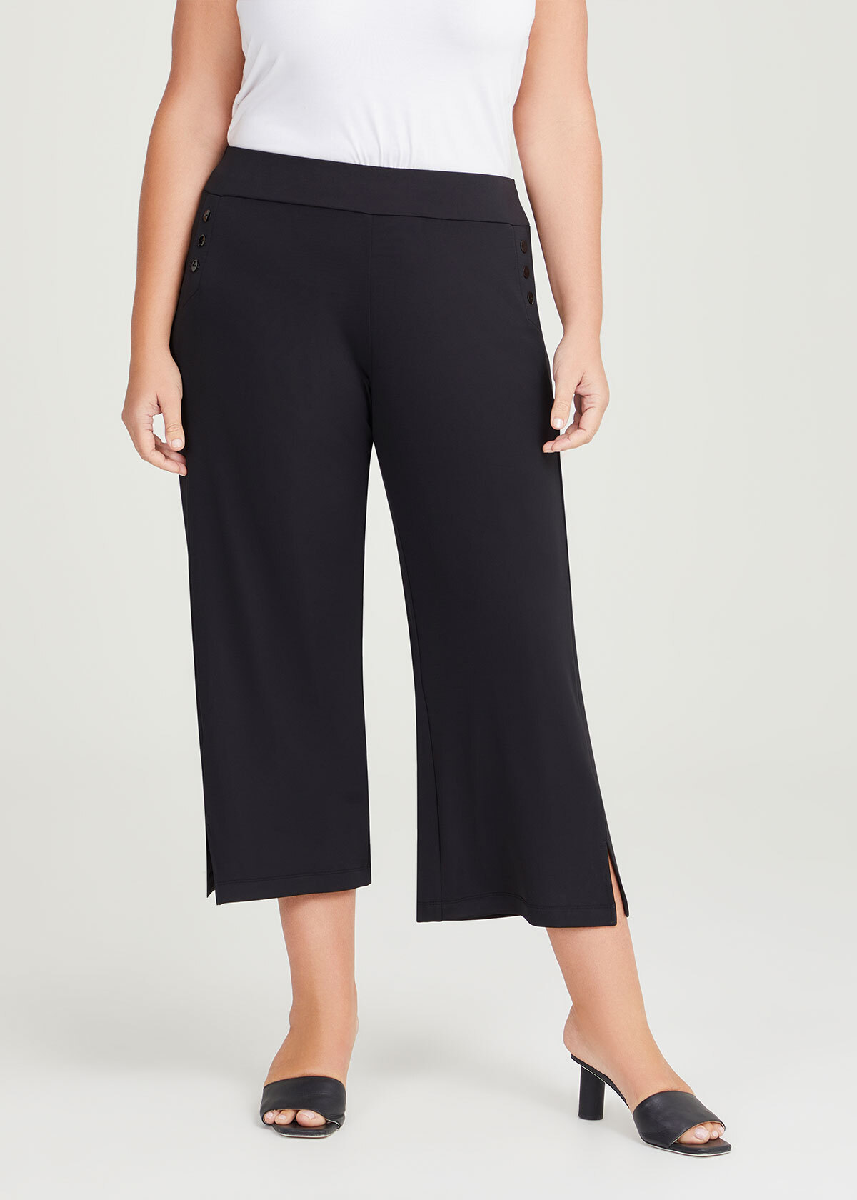 Shop Plus Size Button Culotte Pant in Black | Sizes 12-30 | Taking Shape NZ