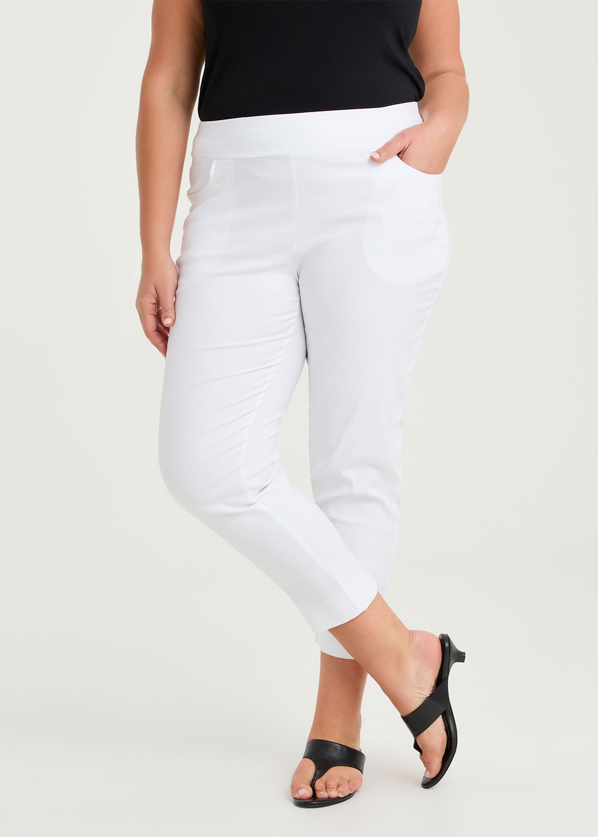 Taking Shape Tall Editorial Pocket Taper Pant Size 24 in White, Cotton - Plus Size Women's Bottoms