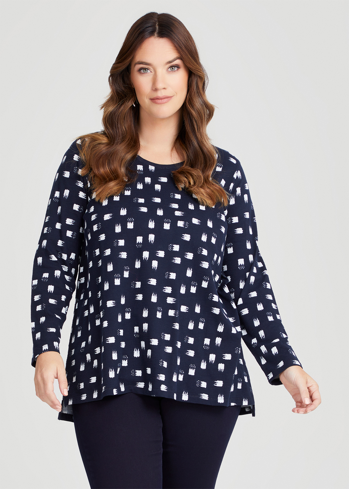 Shop Plus Size Cotton Brushstroke Print Top in Blue | Taking Shape AU