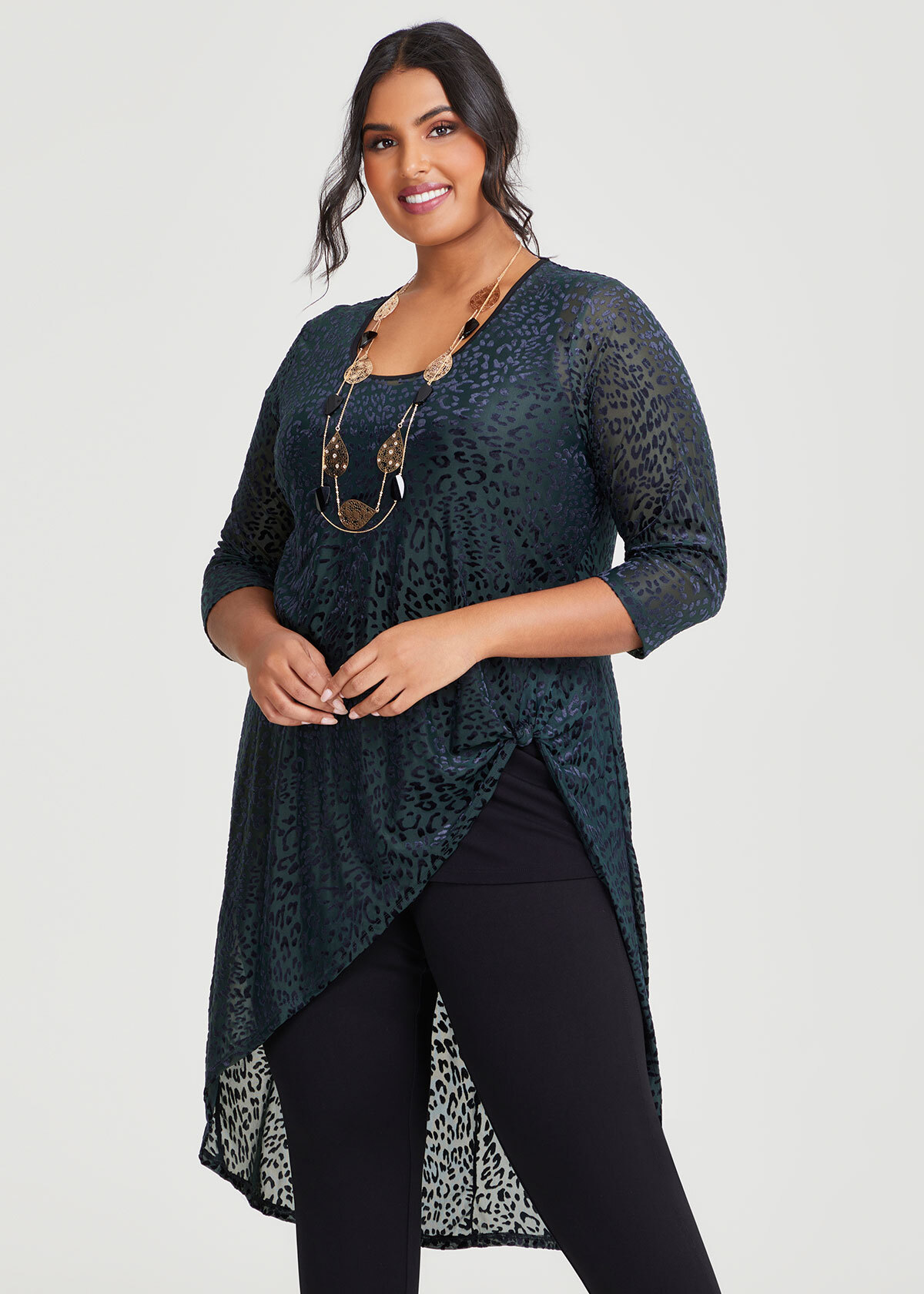 Shop Plus Size Velour Wild Ways Tunic in Green | Taking Shape AU