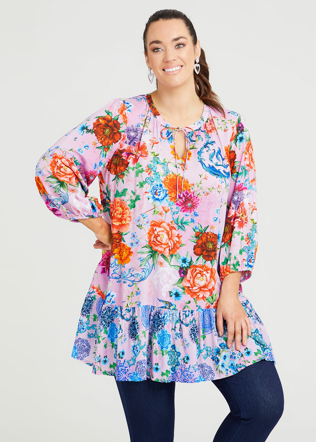 Shop Plus Size Natural Spring Floral Tunic in Multi | Taking Shape AU