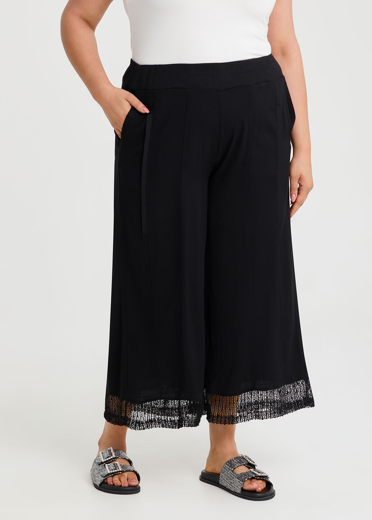 Mesh Trim Natural Pant