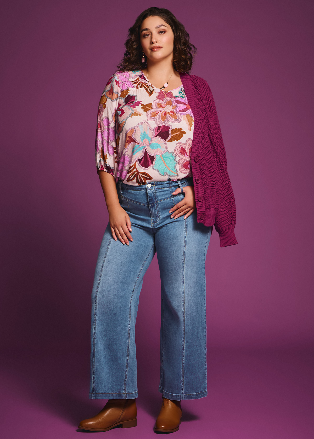 Natural Wildflower Print Top