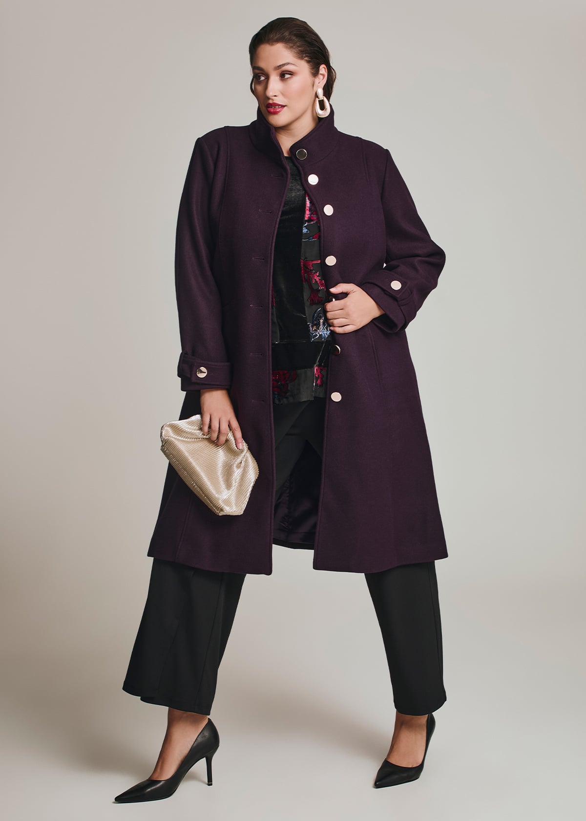 Funnel Neck Melton Coat