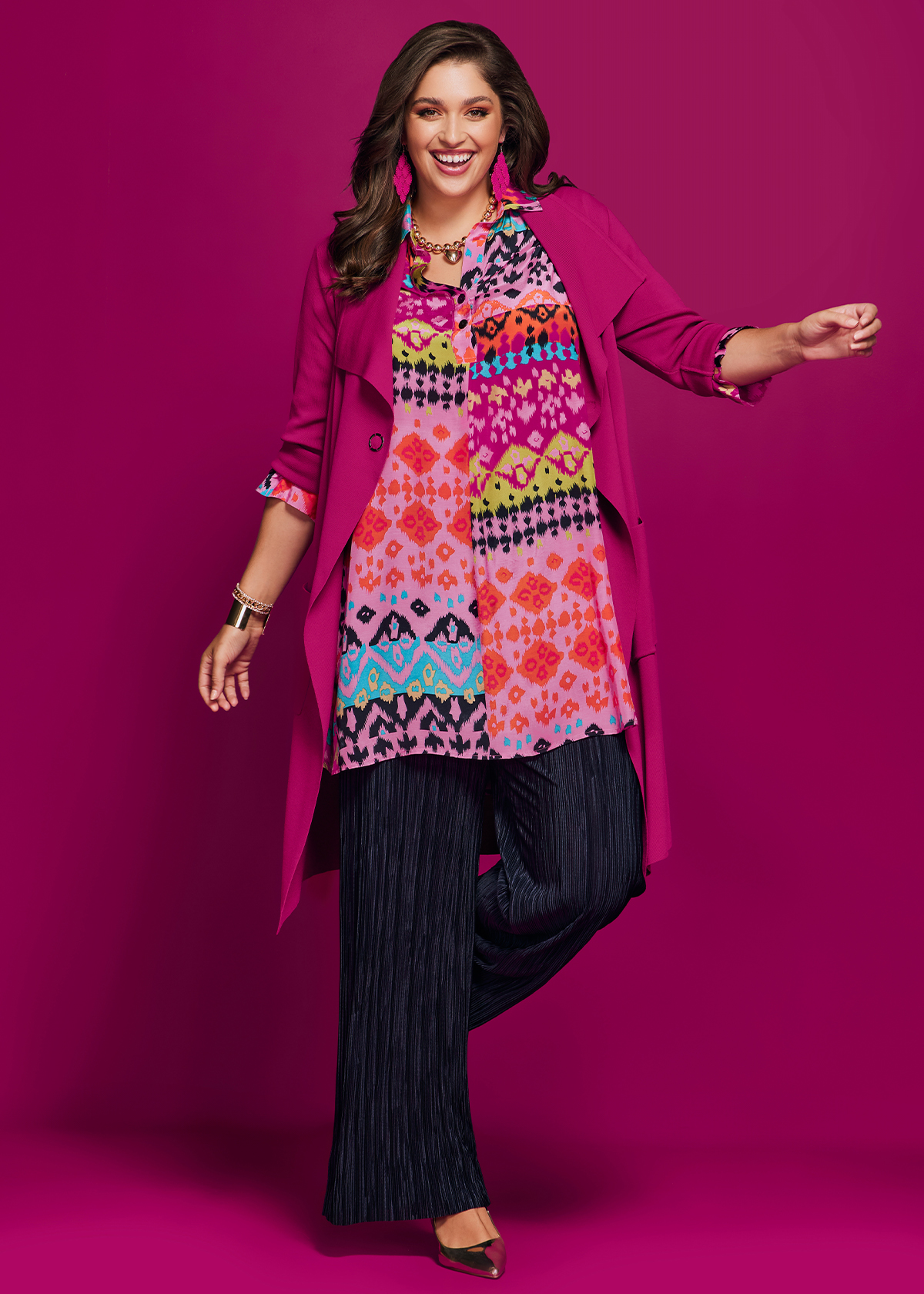 Urban Vogue Tunic Smart Navy Handloom Cotton  Ikat Tunic
