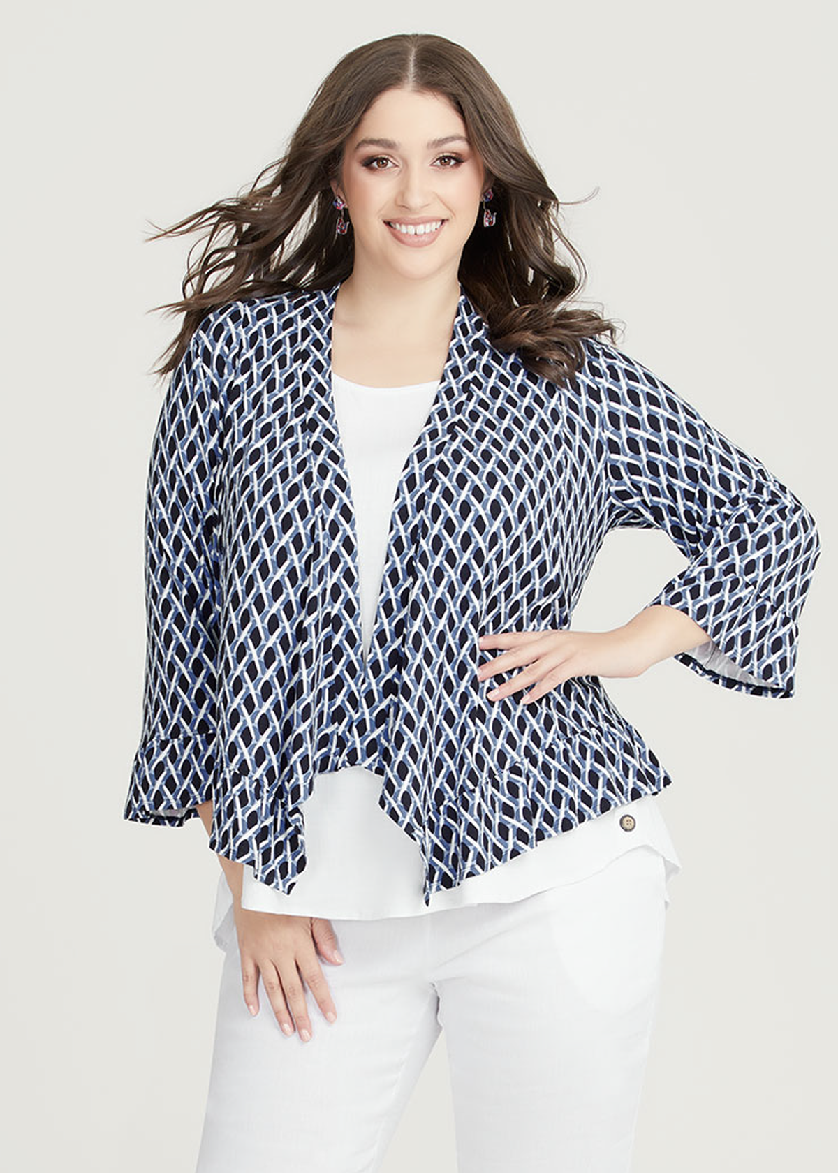 Shop Plus Size Natural Aria Blues Cardigan in Multi | Taking Shape AU