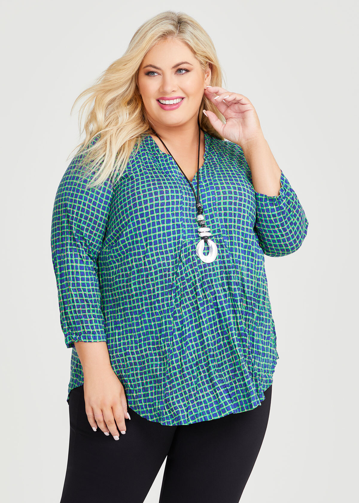 Shop Plus Size V-neck Bamboo Crush Top in Green | Sizes 12-30 | Taking ...