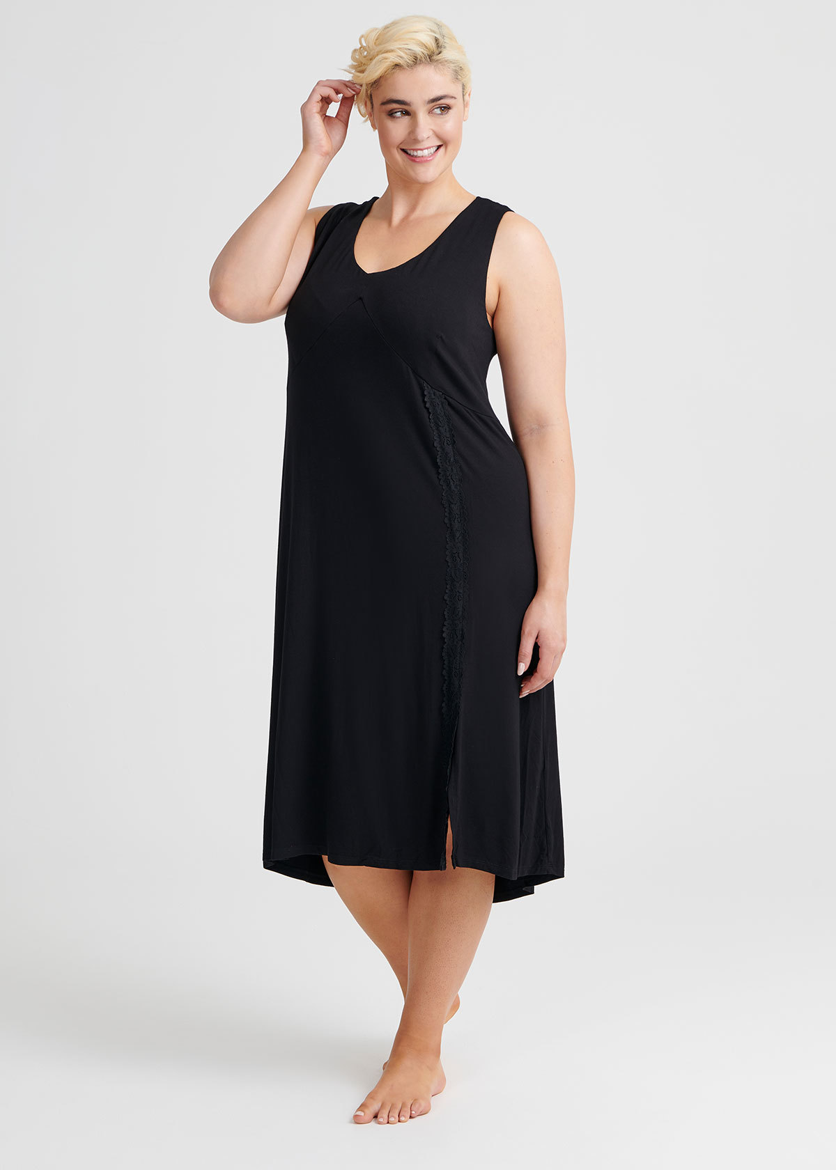 Shop Bamboo Night Nightie in Black in sizes 12 to 24 | Taking Shape