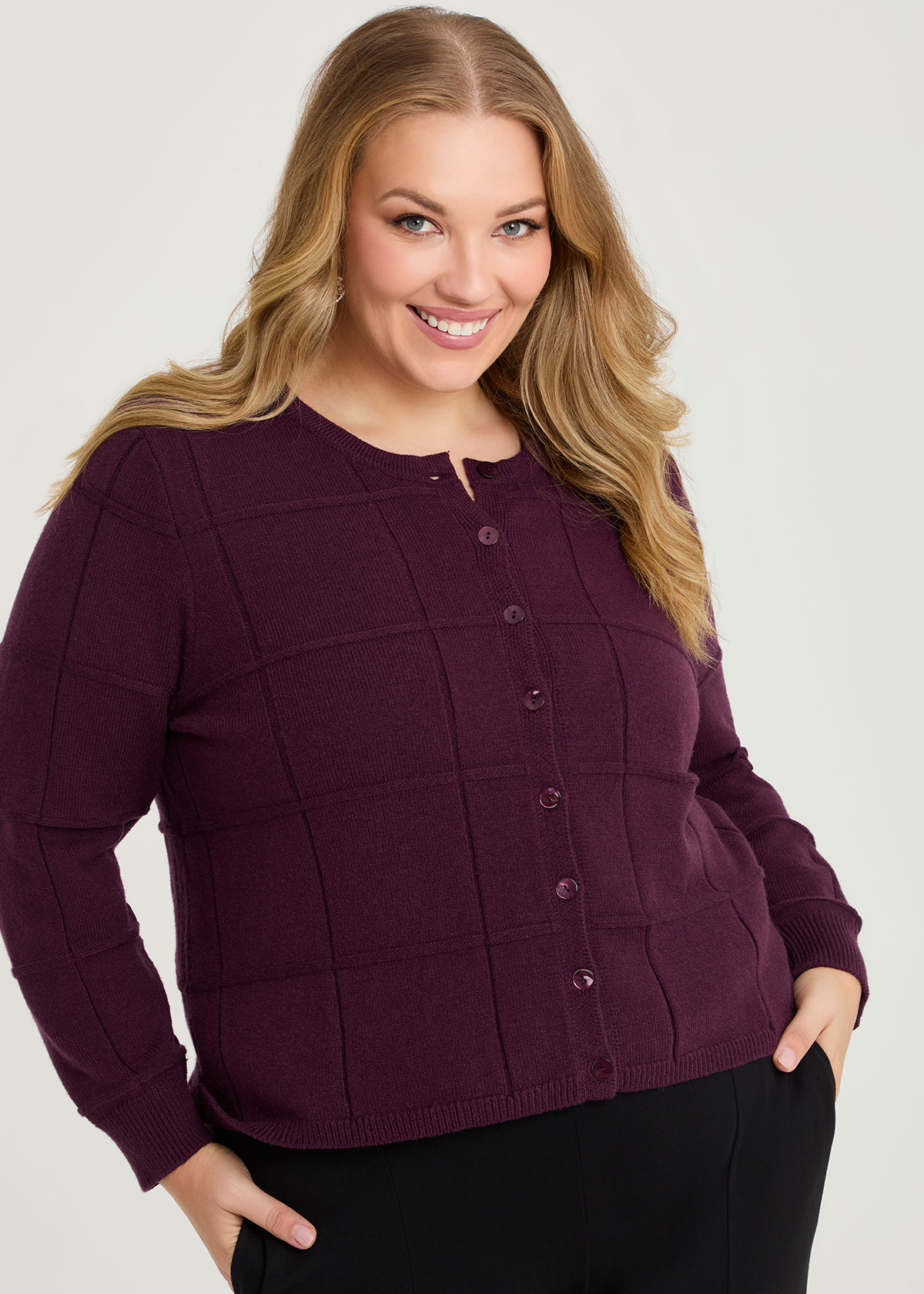 Window Pane Natural Cardigan