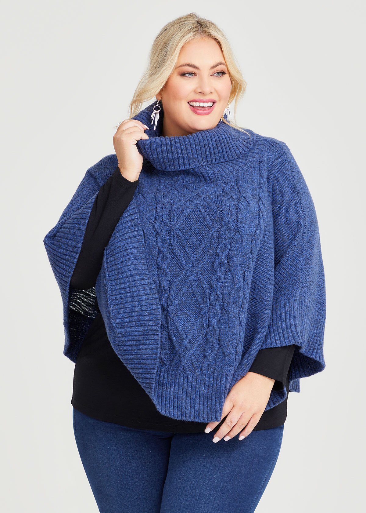 Shop Cowl Neck Cable Poncho | Accessories | Taking Shape AU