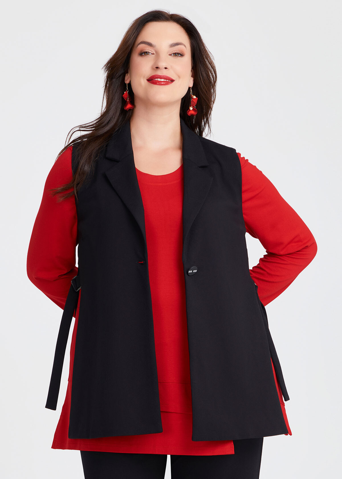 Shop Plus Size Side Split Bamboo Ponte Vest, Black | Taking Shape NZ
