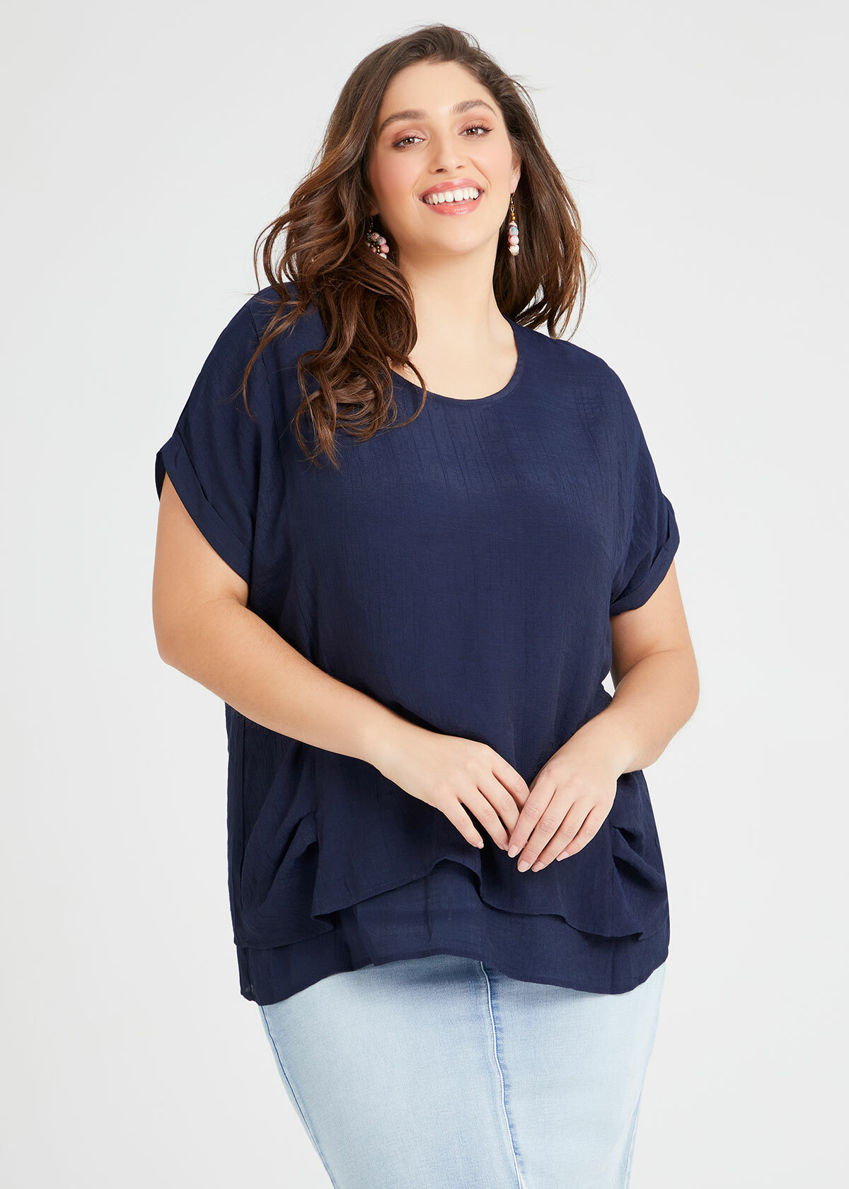 Shop Plus Size Natural Layered Escape Top in Blue | Taking Shape AU