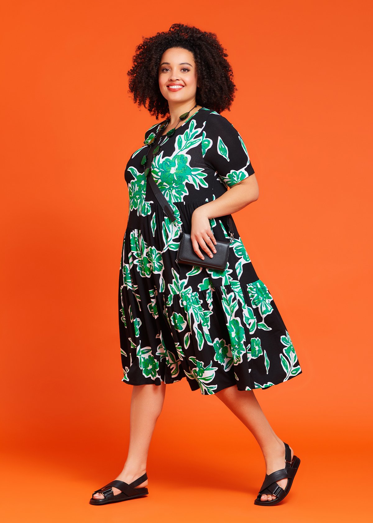 Shop Plus Size Natural Botanical Tier Dress In Multi Taking Shape Au 0170