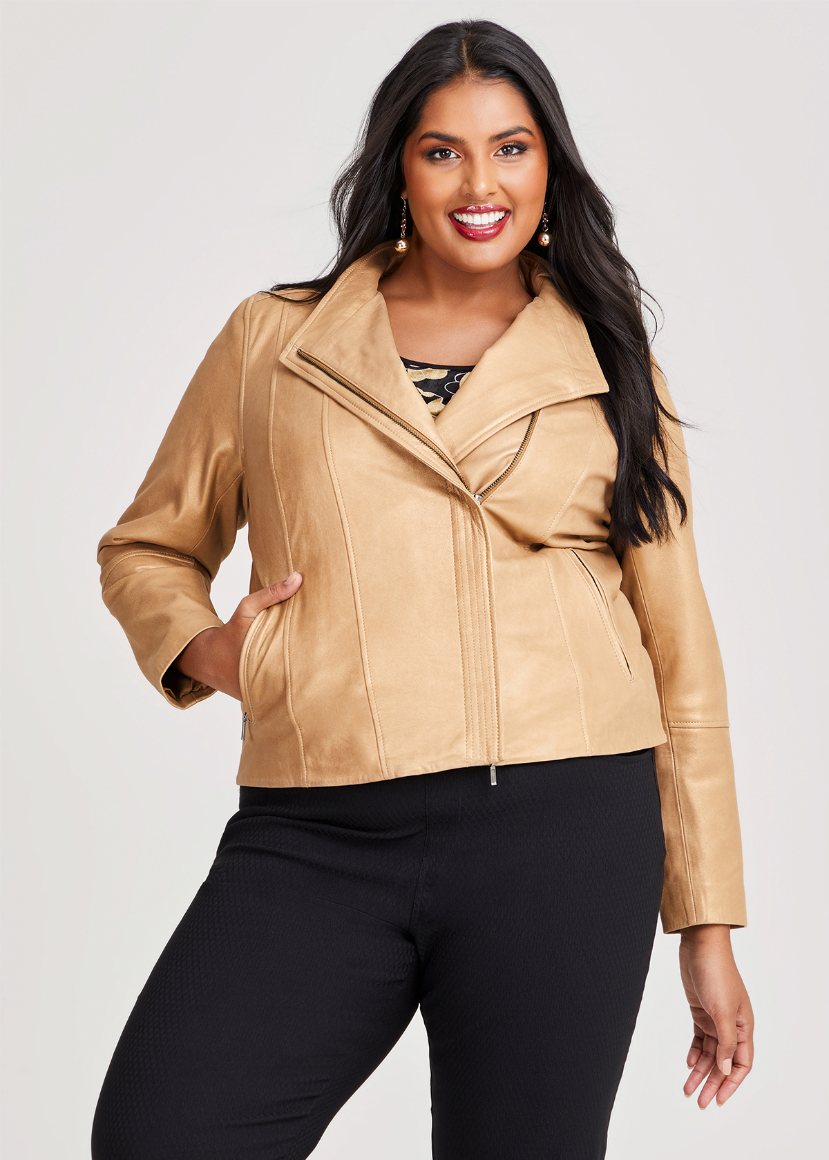 Plus size outlet yellow leather jacket