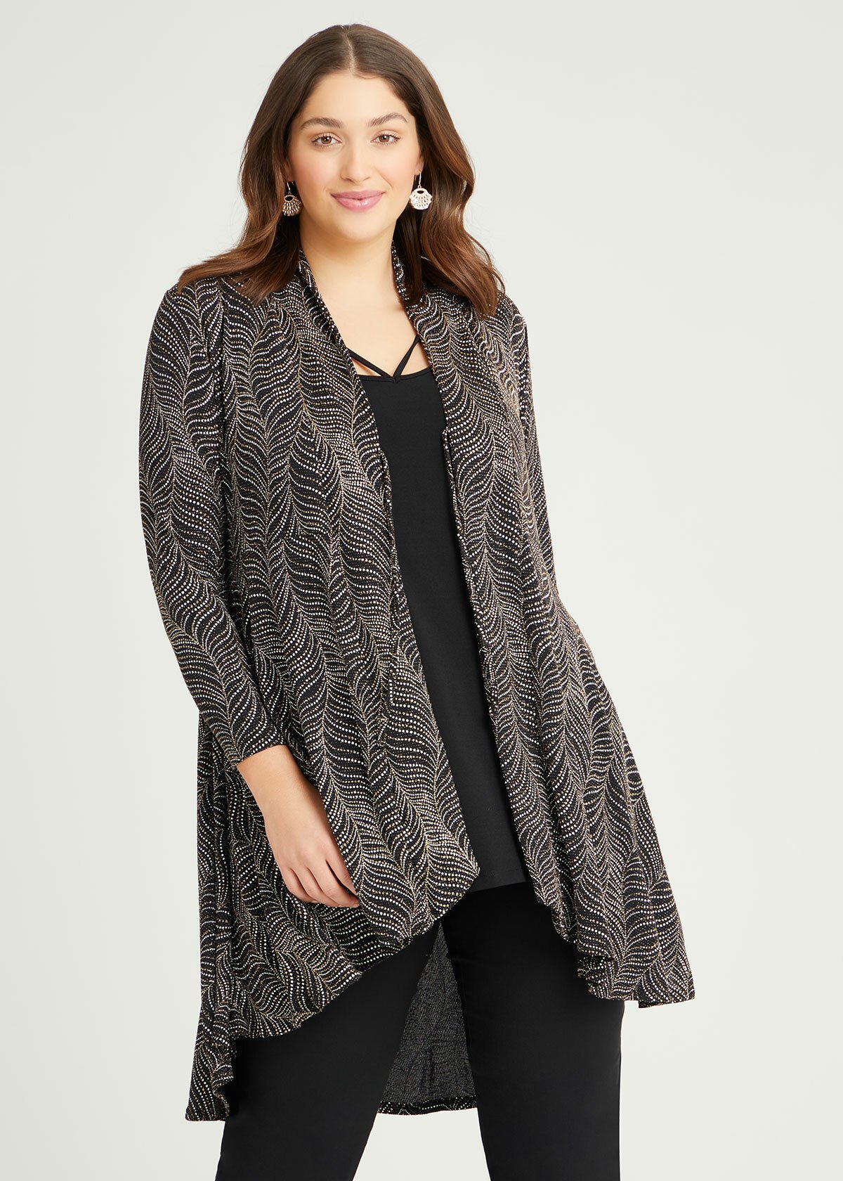 Shop Plus Size Bronze Opulence Lurex Cardigan in Print | Taking Shape AU