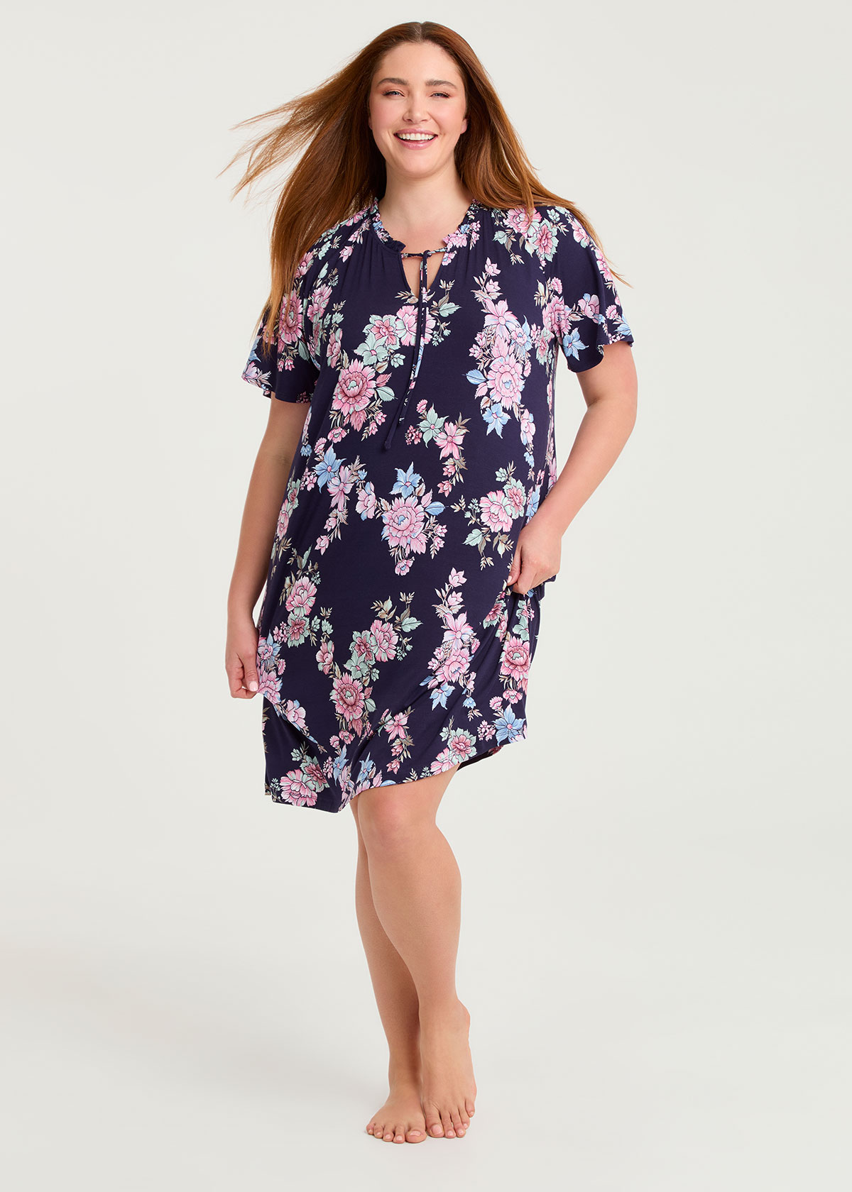 Taking Shape Bamboo Soft Bloom Nightie Size 20 in Print - Plus Size Women's Sleepwear