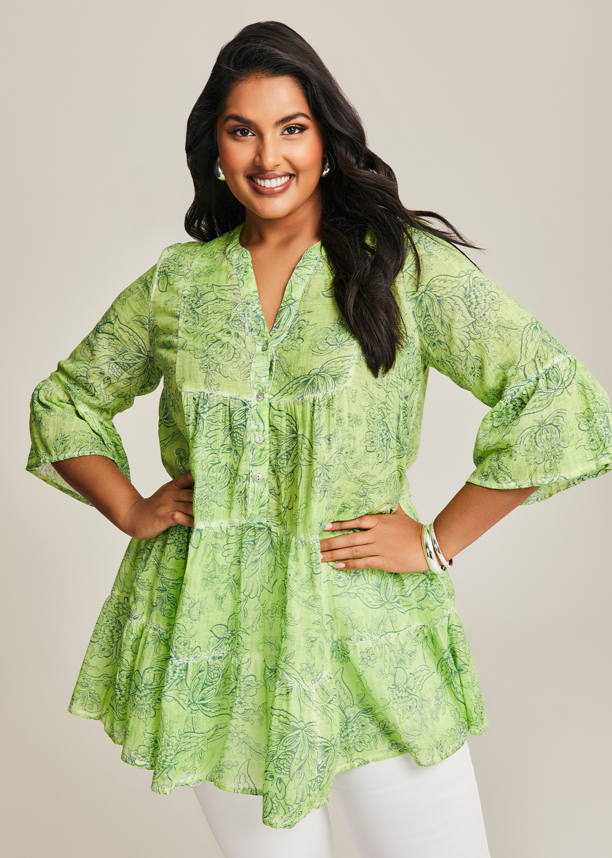 Plus Size Multicolor Cotton Tunic main image 0