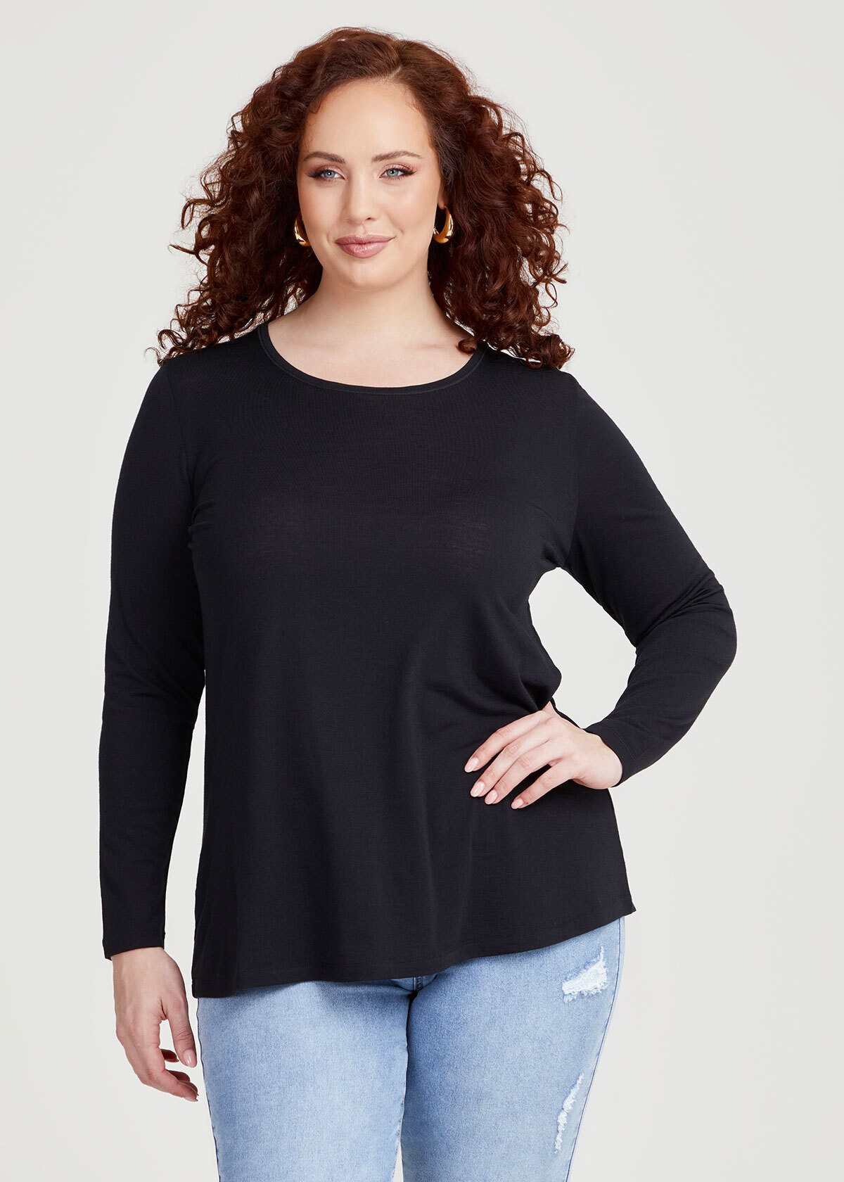 Shop Plus Size Wool Bamboo Top in Black | Taking Shape AU