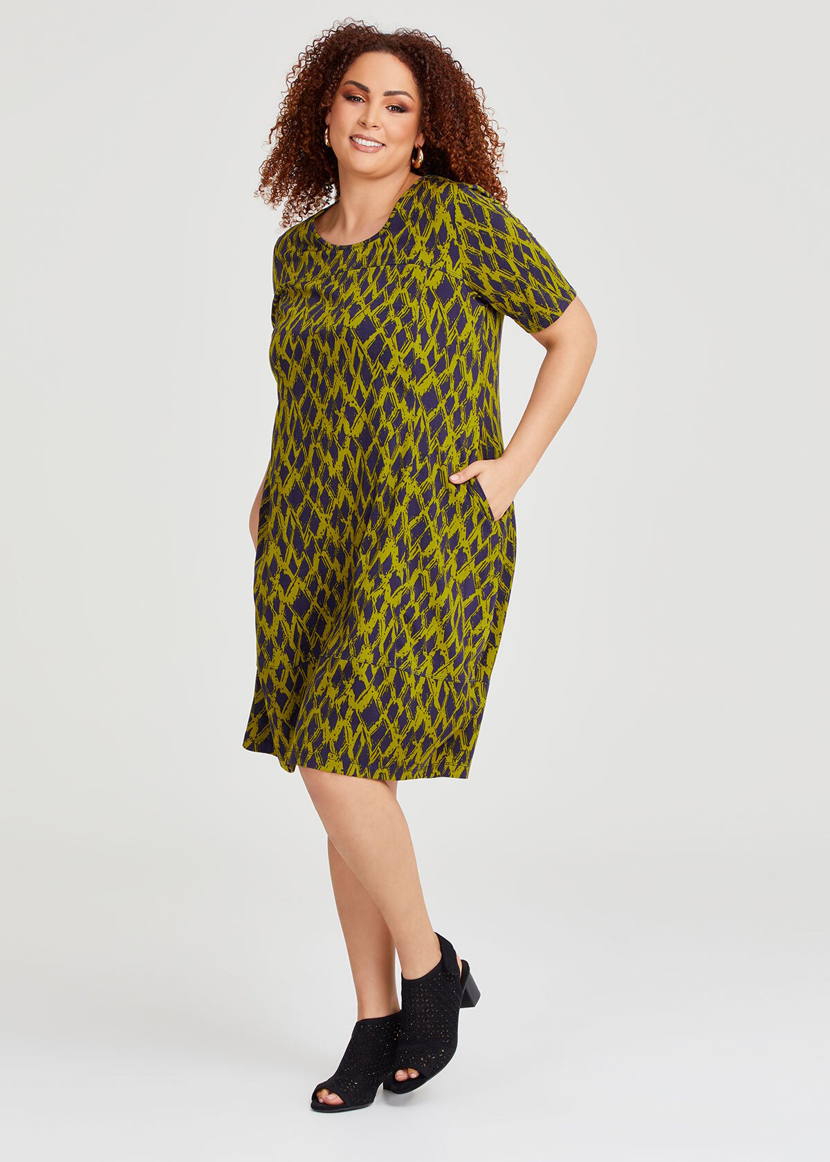 Shop Plus Size Printed Tulip Dress in Green | Taking Shape AU