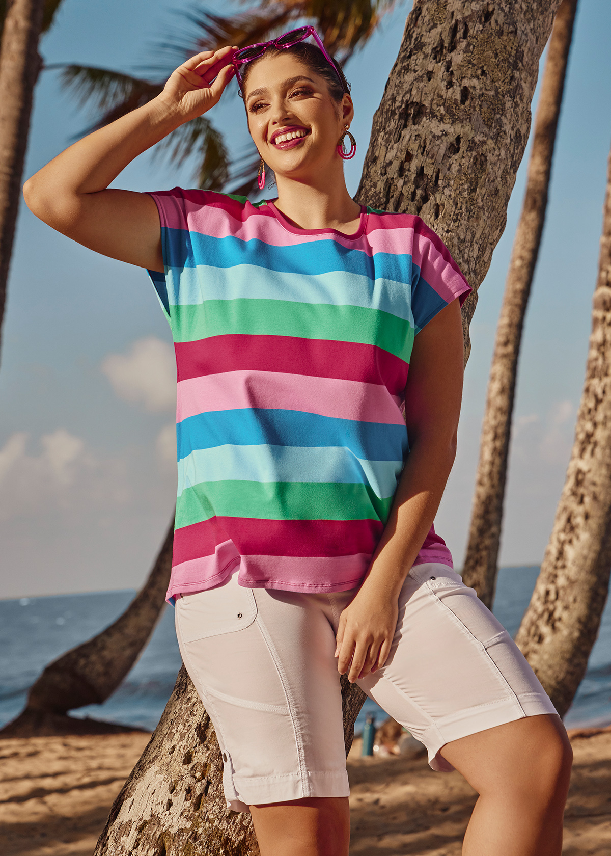 Volume Maxed Knit Top Cotton Candy Stripe