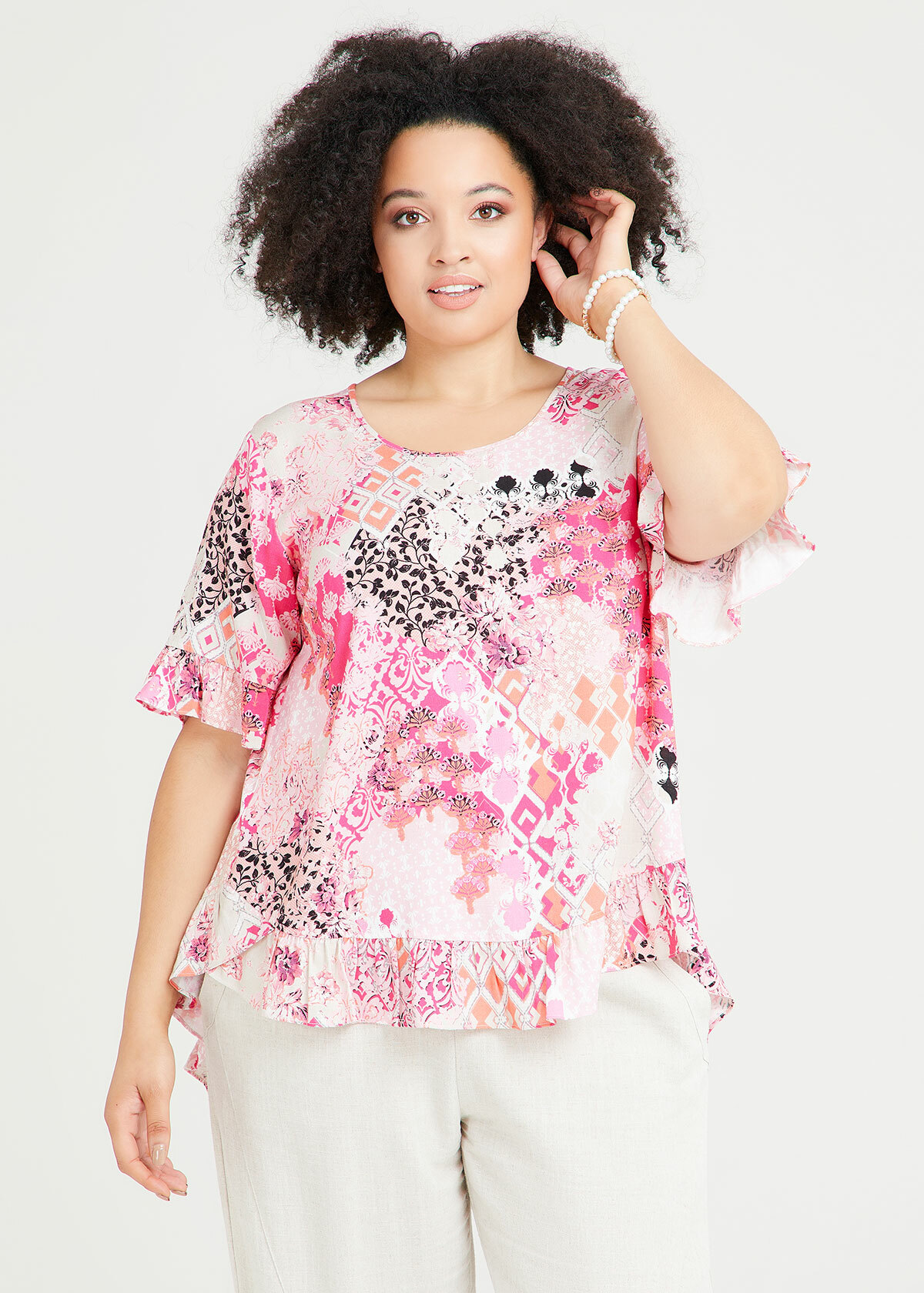 Shop Plus Size Karen Natural Top in Multi Taking Shape AU