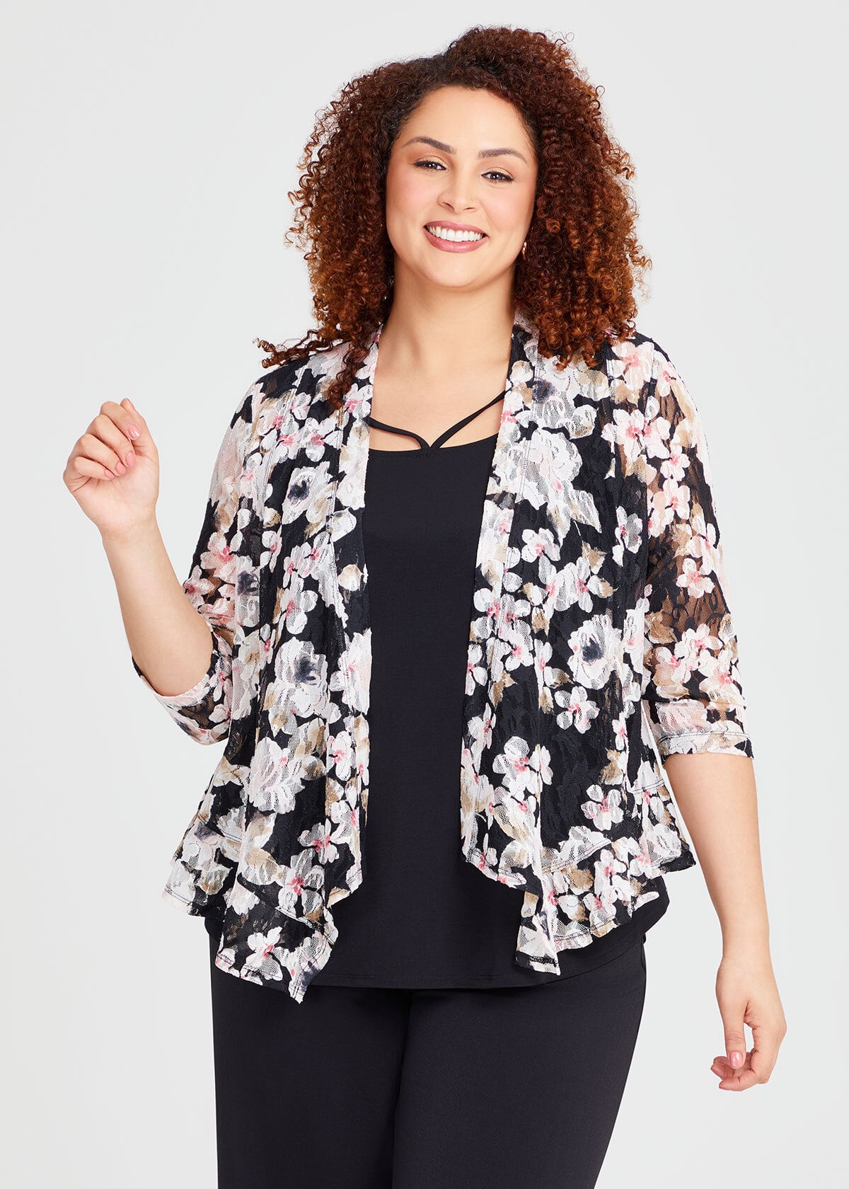 Carme Plush Lace Short Sleeve Cardigan